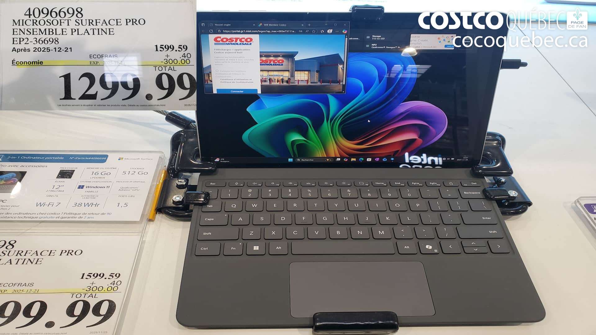 4096698 MICROSOFT SURFACE PRO ENSEMBLE PLATINE EP2-36698 ($300.00 INSTANT SAVINGS EXPIRES ON 2025-12-21) $1299.99