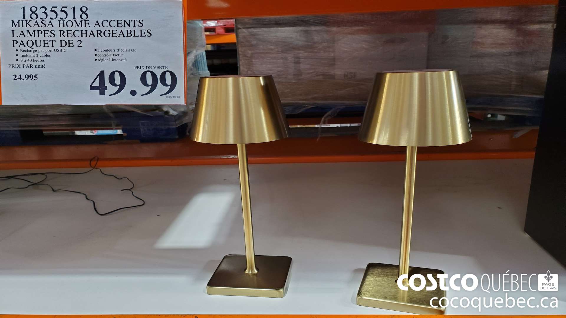 1835518 MIKASA HOME ACCENTS LAMPES RECHARGEABLES PAQUET DE 2 $49.99