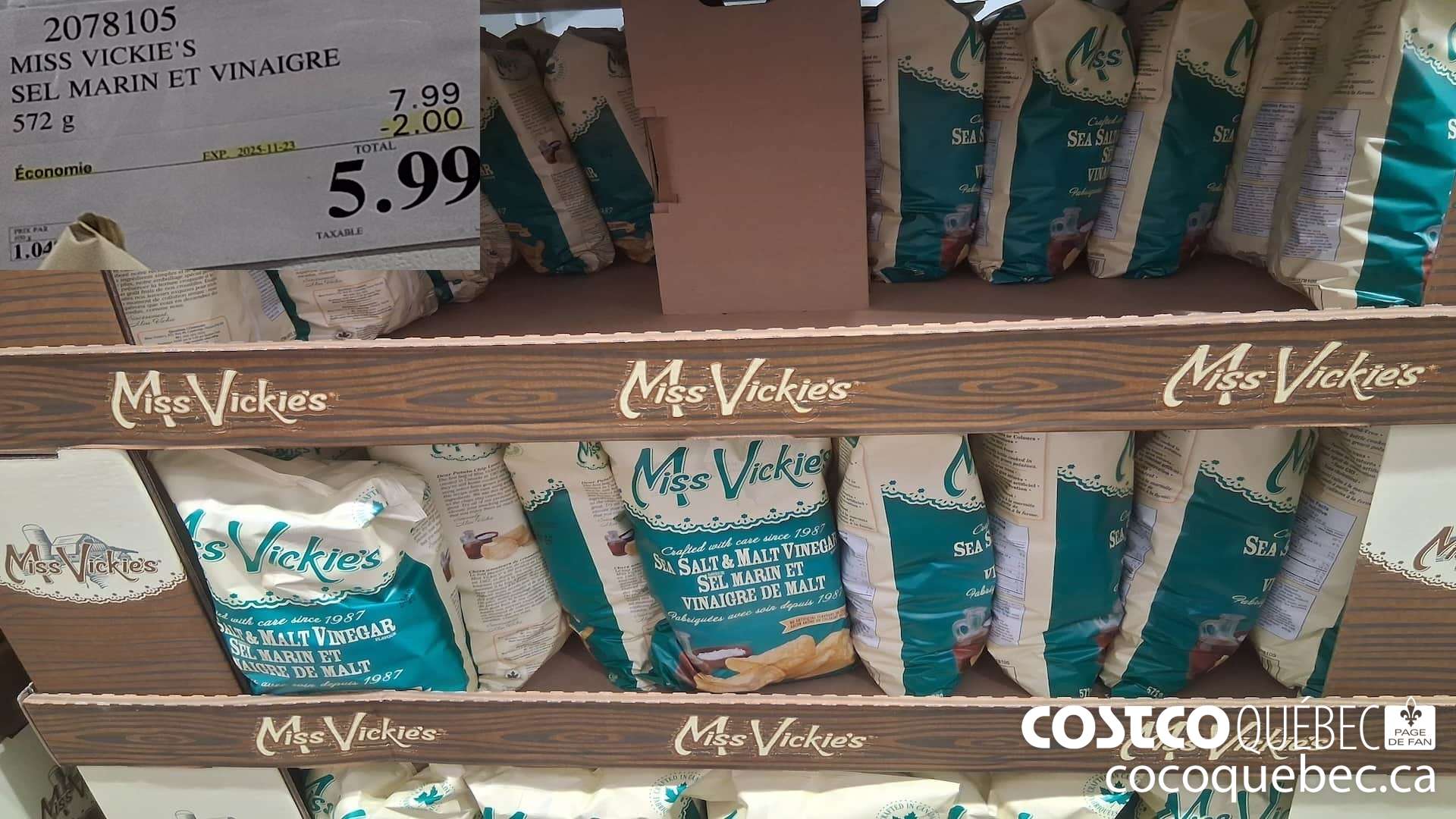 2078105 MISS VICKIES SEL MARIN ET VINAIGRE 572G ($2.00 INSTANT SAVINGS EXPIRES ON 2025-11-23) $5.99