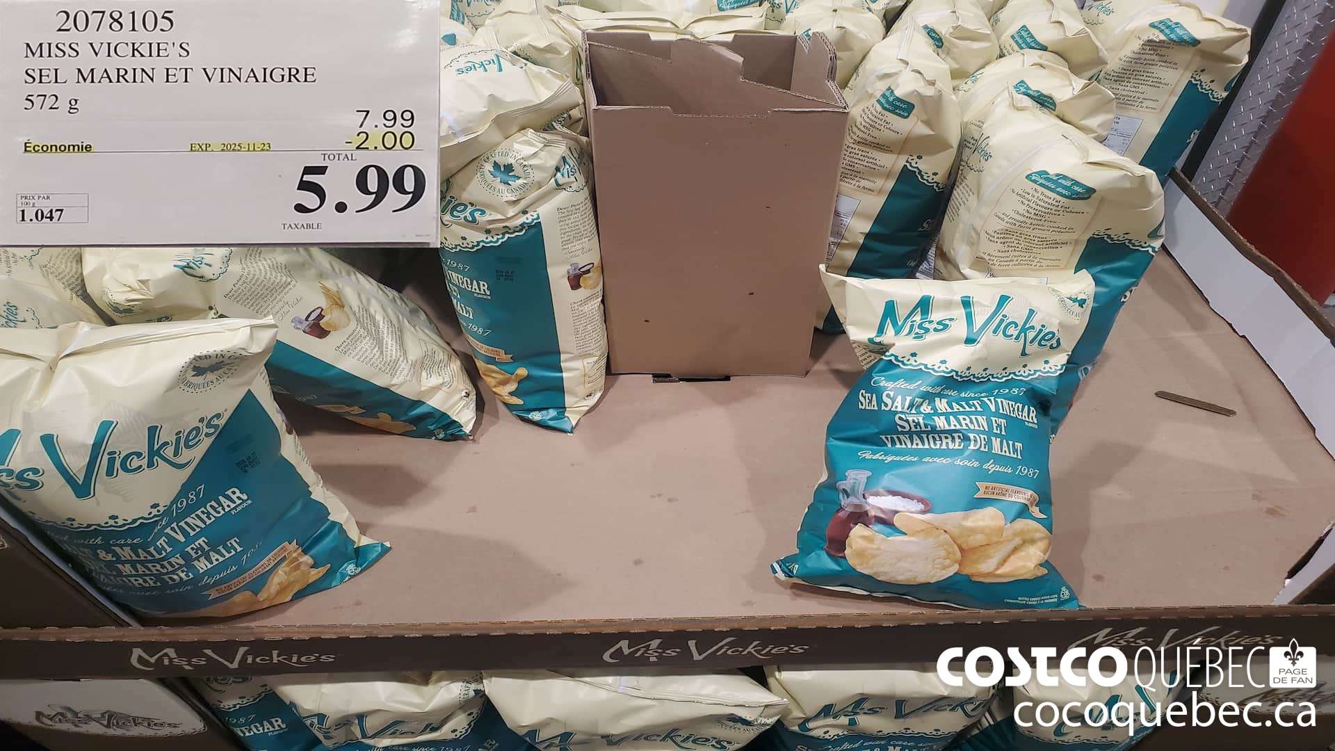 2078105 MISS VICKIES SEL MARIN ET VINAIGRE 572G ($2.00 INSTANT SAVINGS EXPIRES ON 2025-11-23) $5.99