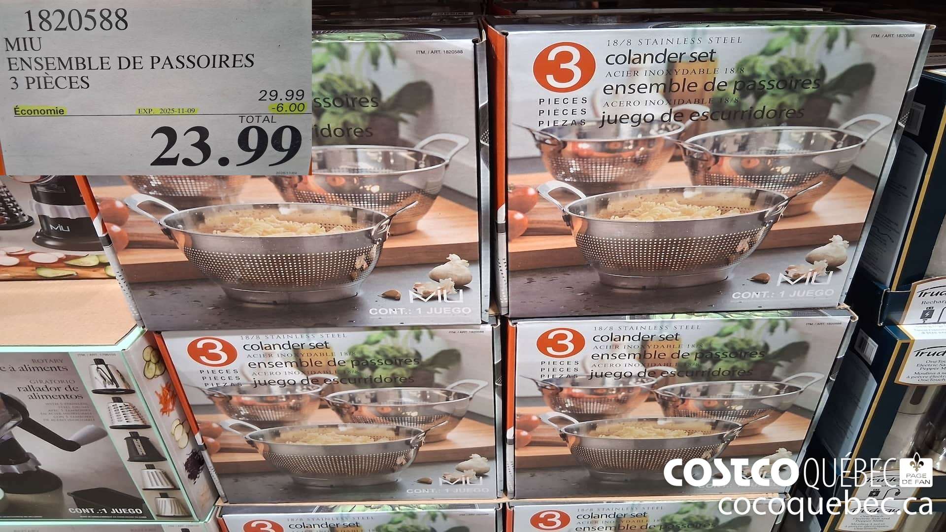 1820588 MIU ENSEMBLE DE PASSOIRES ENSEMBLE DE 3  ($6.00 INSTANT SAVINGS EXPIRES ON 2025-11-09) $23.99