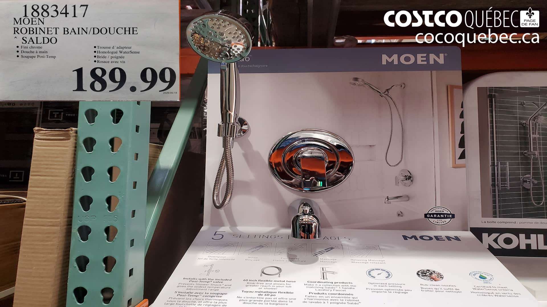 18383417 MOEN ROBINET BAIN/DOUCHE SALDO $189.99