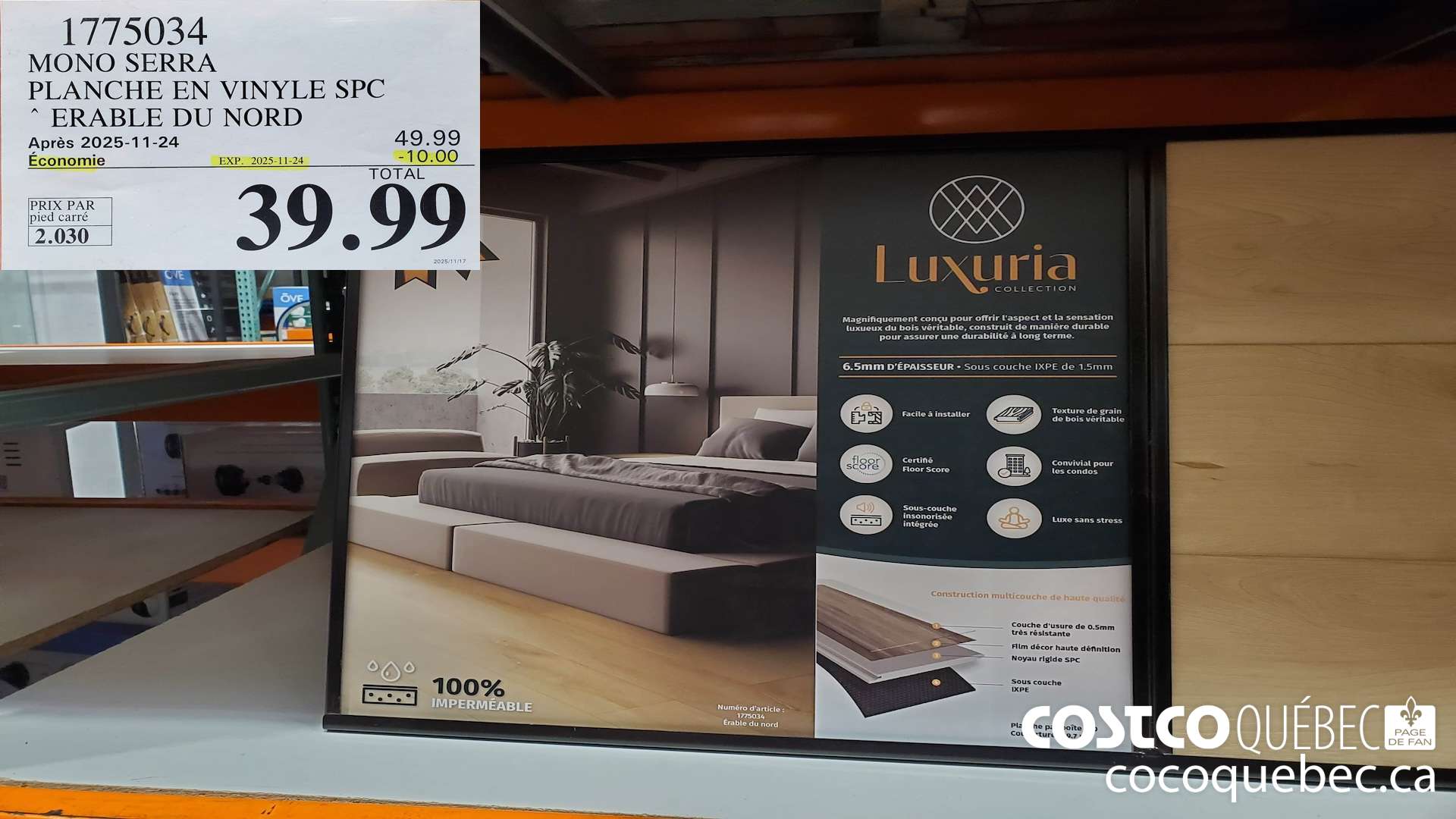 1775034 MONO SERRA PLANCHE EN VINYLE SPC ERABLE DU NORD  ($10.00 INSTANT SAVINGS EXPIRES ON 2025-11-24) $39.99