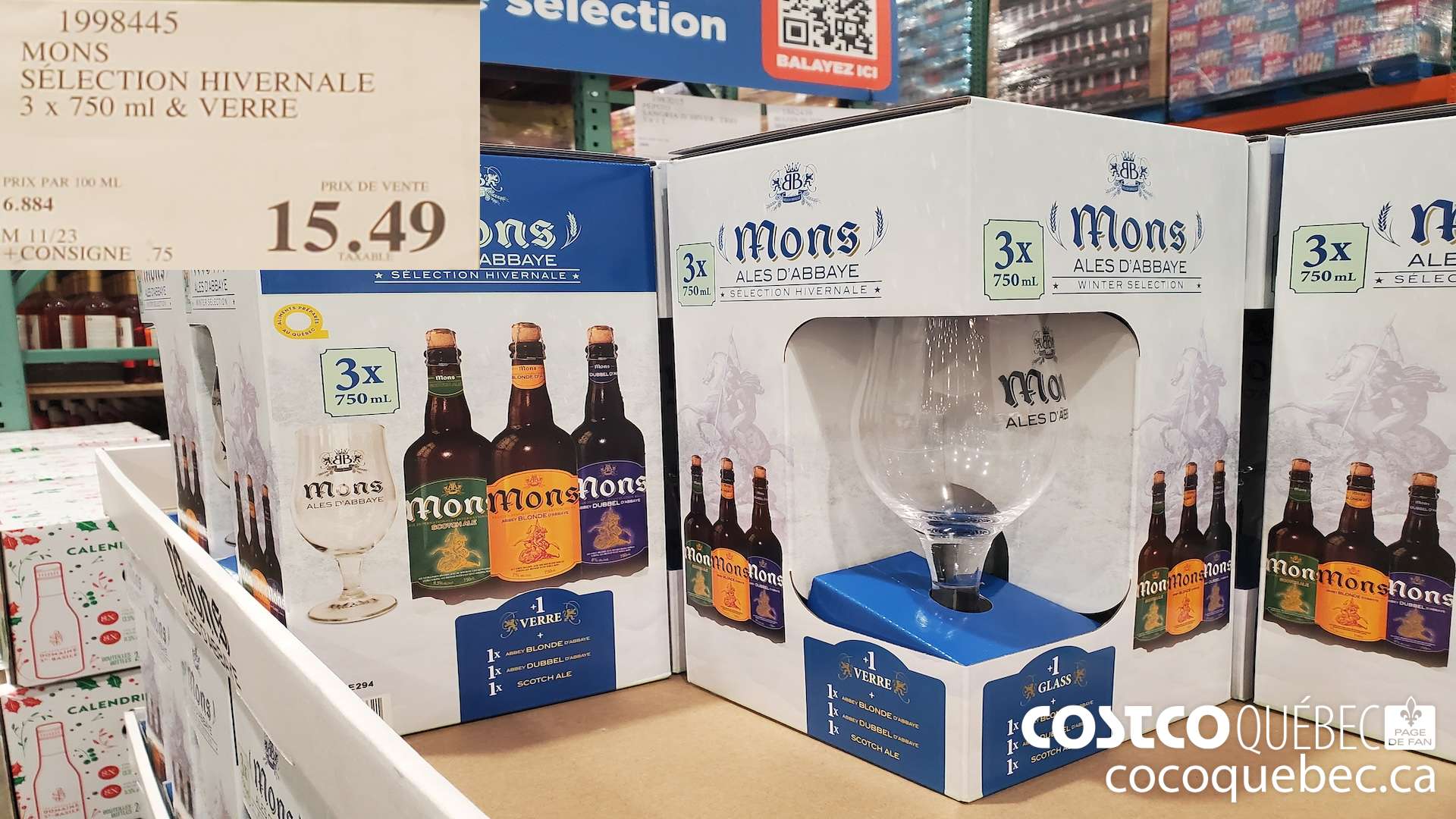 1998445 MONS SELECTION HIVERNALE 3 x 750 ml & VERRE $15.49