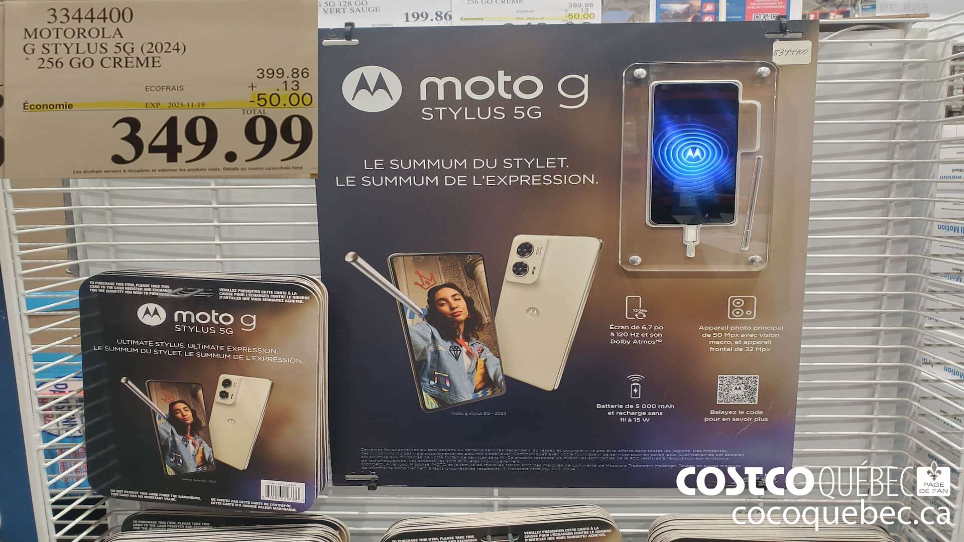 3344400 MOTOROLA G STYLUS 5G (2024) 256 GO CREME  ($50.00 INSTANT SAVINGS EXPIRES ON 2025-11-19) $349.99