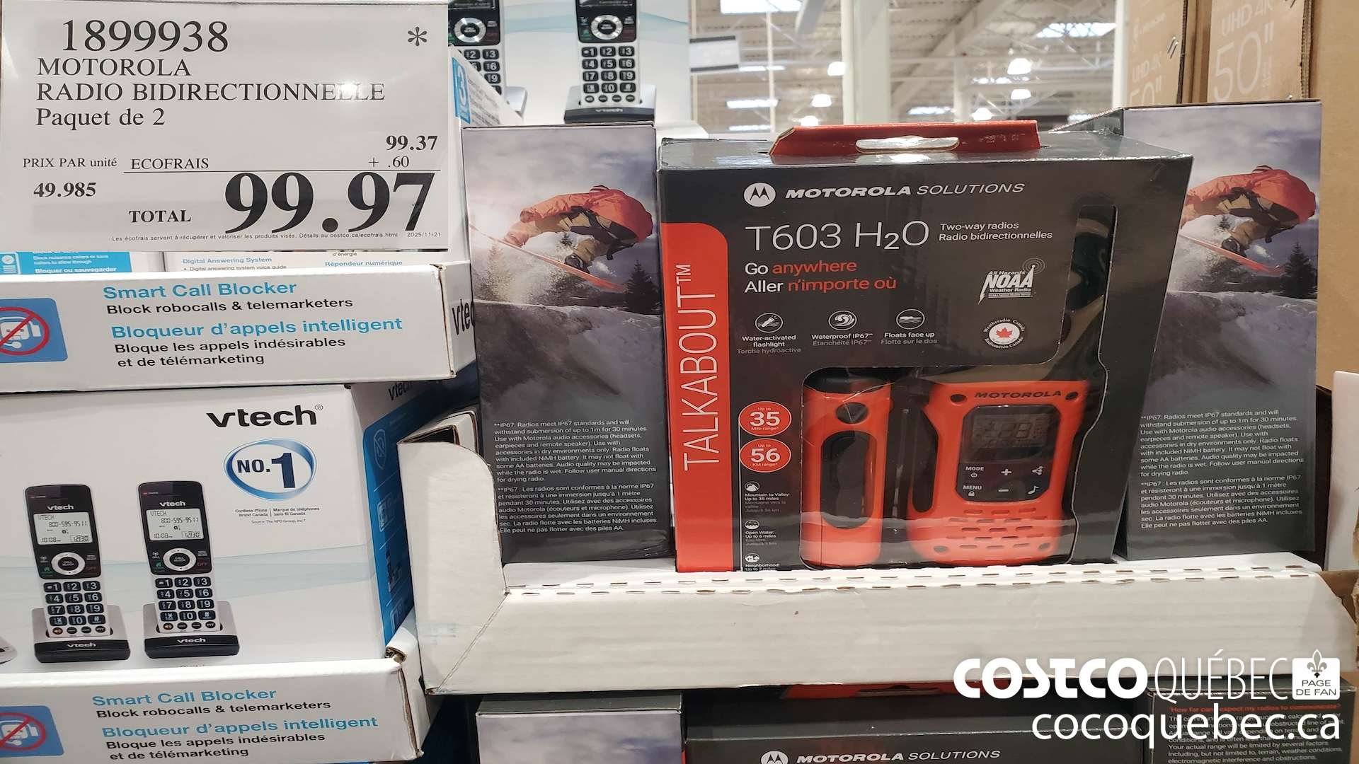 1899938 MOTOROLA RADIO BIDIRECTIONNELLE Paquet de 2  $99.97