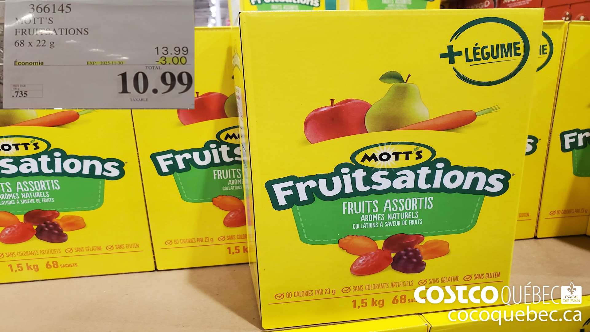 366145 MOTT'S FRUITSATIONS 68 x 22g  ($3.00 INSTANT SAVINGS EXPIRES ON 2025-11-30) $10.99