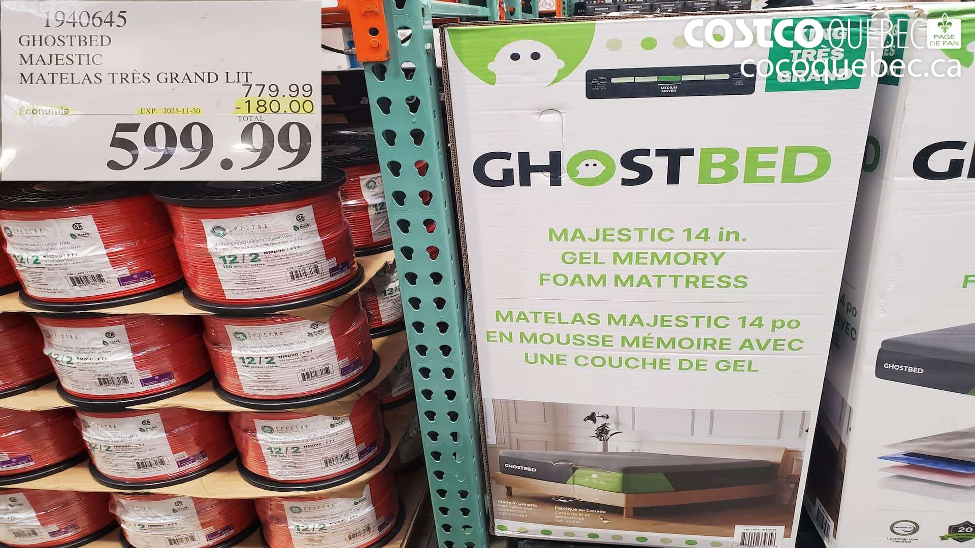 1940645 MOUSSE DE 14PO MATELAS TRES GRAND LIT  ($180.00 INSTANT SAVINGS EXPIRES ON 2025-11-30) $599.99