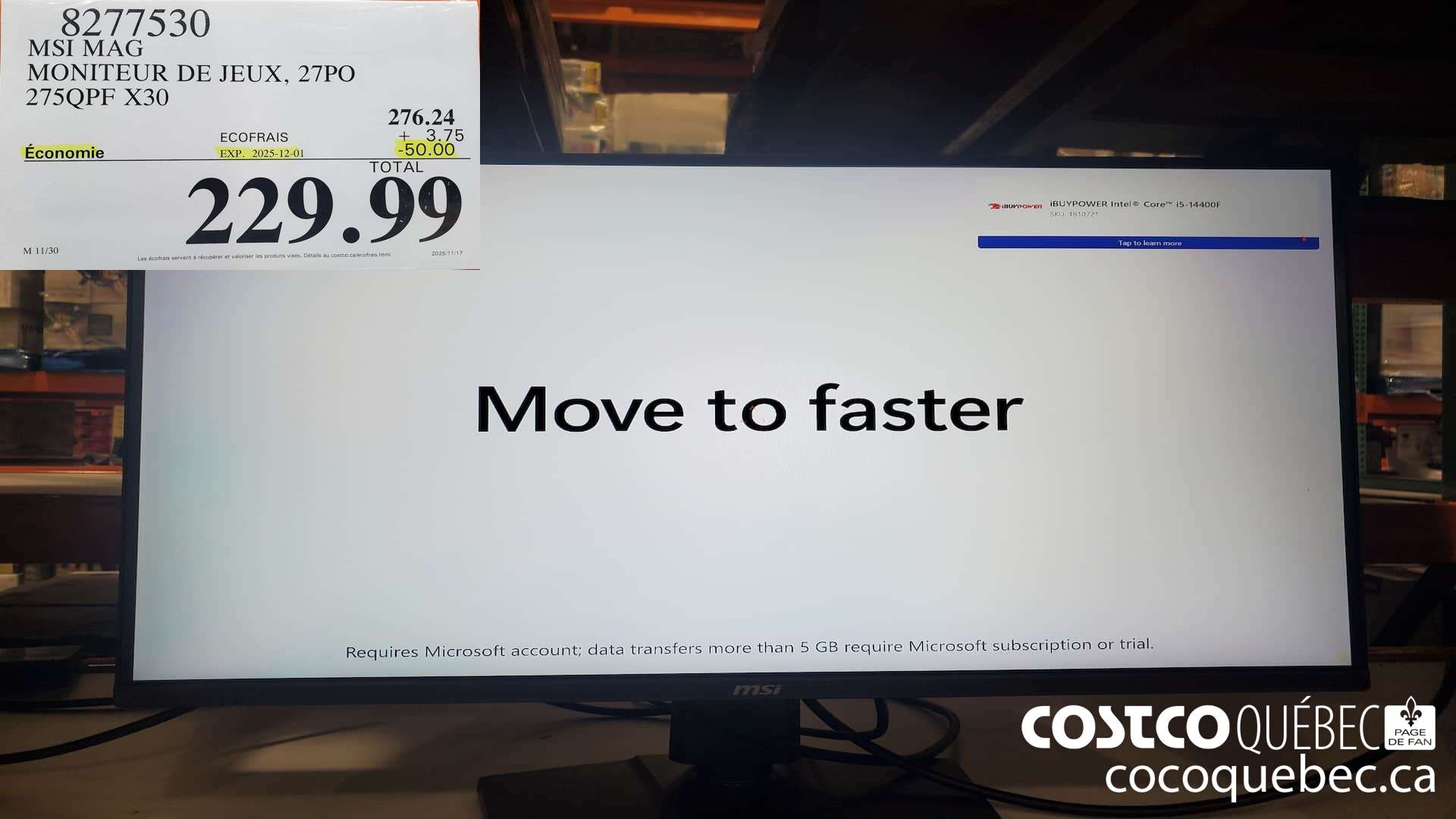 8277530 MSI MAG MONITEUR DE JEUX, 27PO 275QPF X30 ($50.00 INSTANT SAVINGS EXPIRES ON 2025-12-01) $229.99