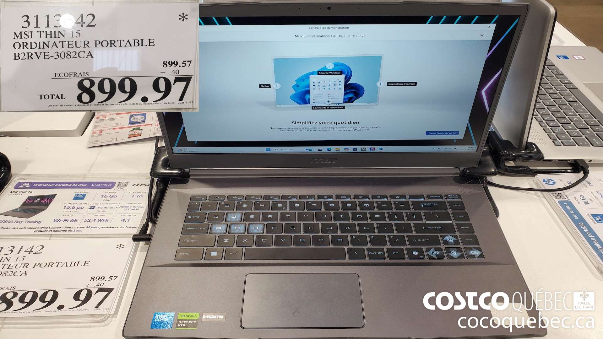 3113642 MSI THIN i5 ORDINATEUR PORTABLE B2RVE-3082CA $899.97