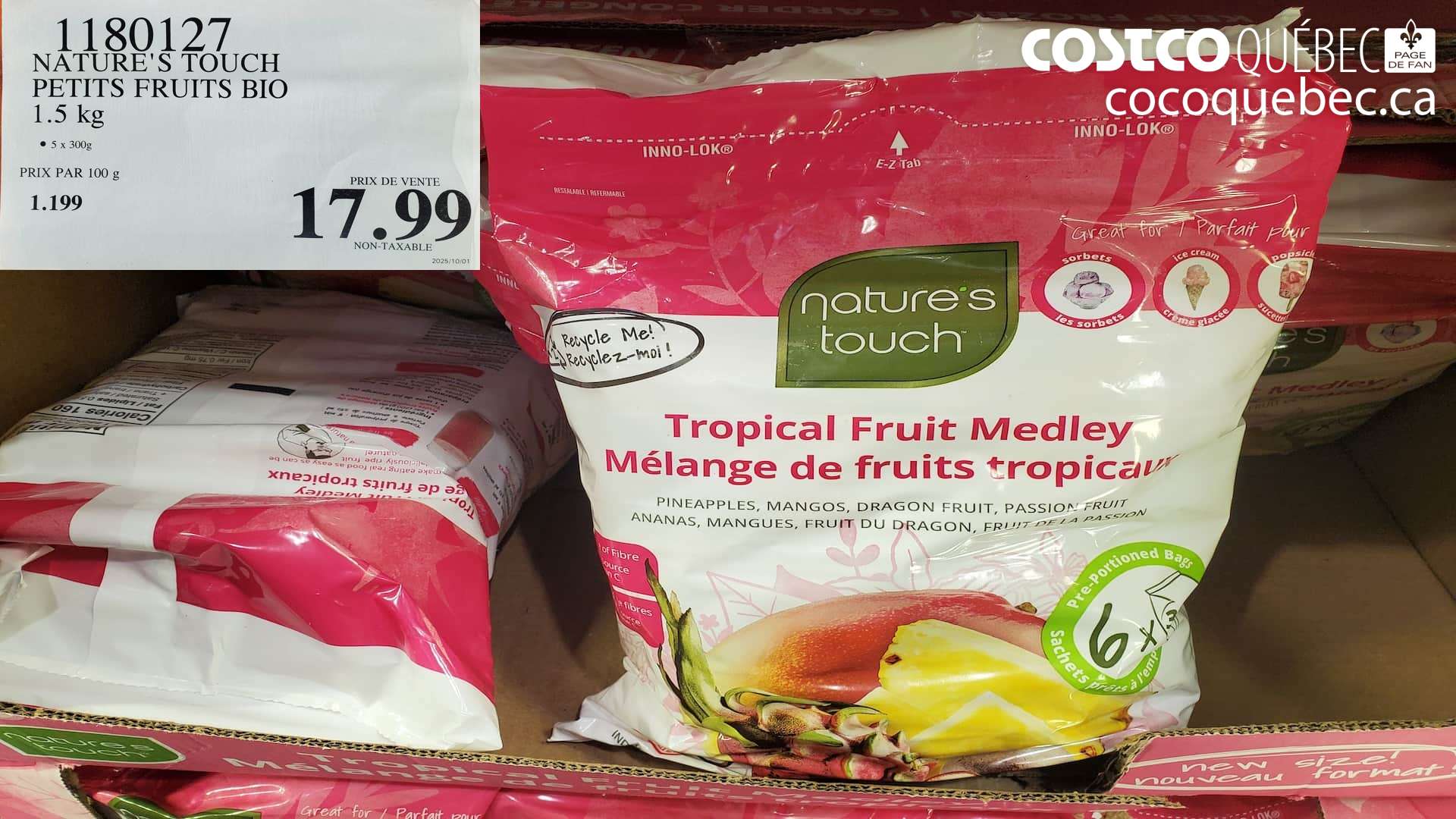 1180127 NATURE'S TOUCH PETITS FRUITS BIO 1.5 kg $17.99