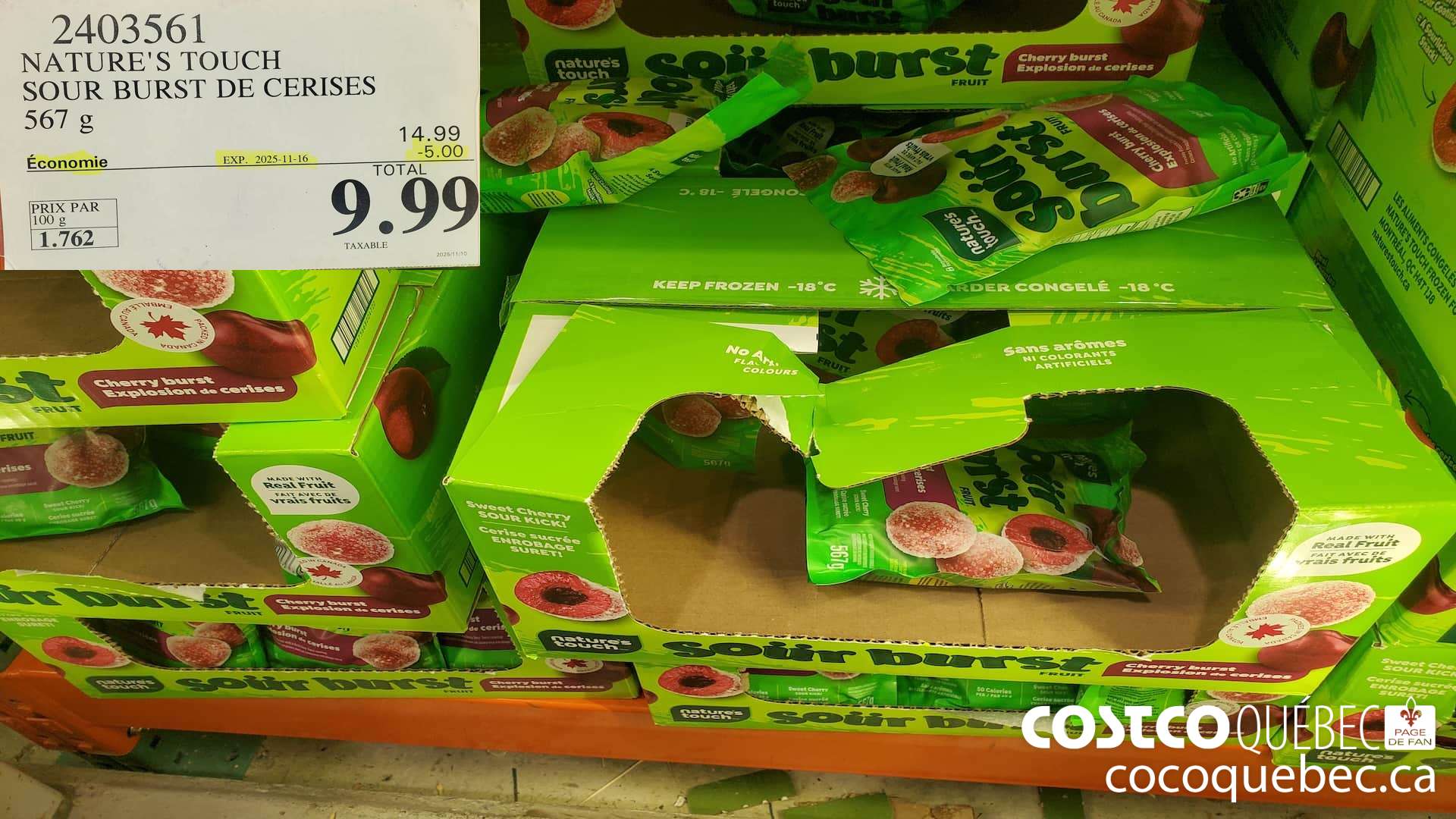 2403561 NATURE'S TOUCH SOUR BURST DE CERISES 567 g  ($5.00 INSTANT SAVINGS EXPIRES ON 2025-11-16) $9.99