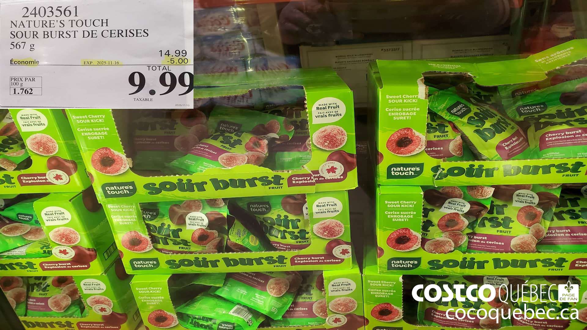 2403561 NATURE'S TOUCH SOUR BURST DE CERISES 567 g  ($5.00 INSTANT SAVINGS EXPIRES ON 2025-11-16) $9.99