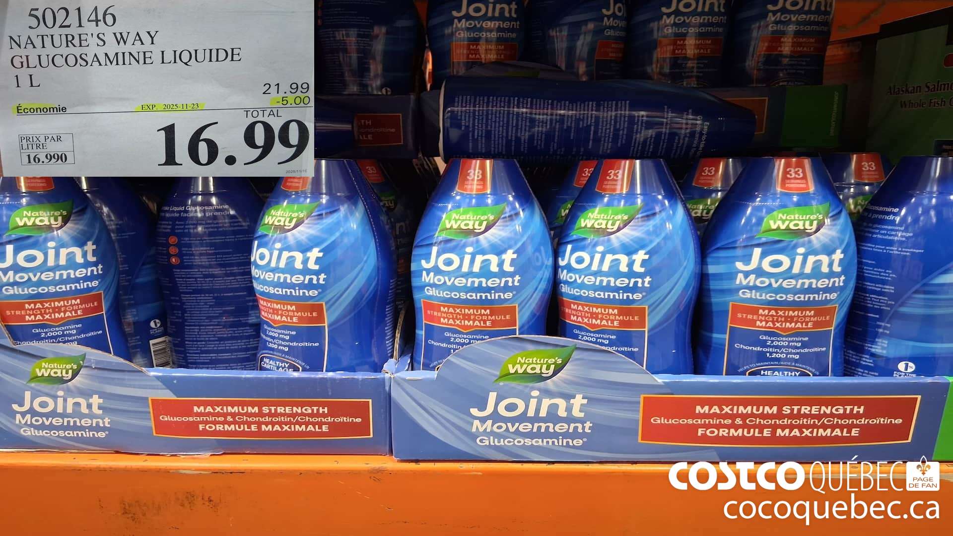 502146 NATURE'S WAY GLUCOSAMINE LIQUIDE 1L  ($5.00 INSTANT SAVINGS EXPIRES ON 2025-11-23) $16.99