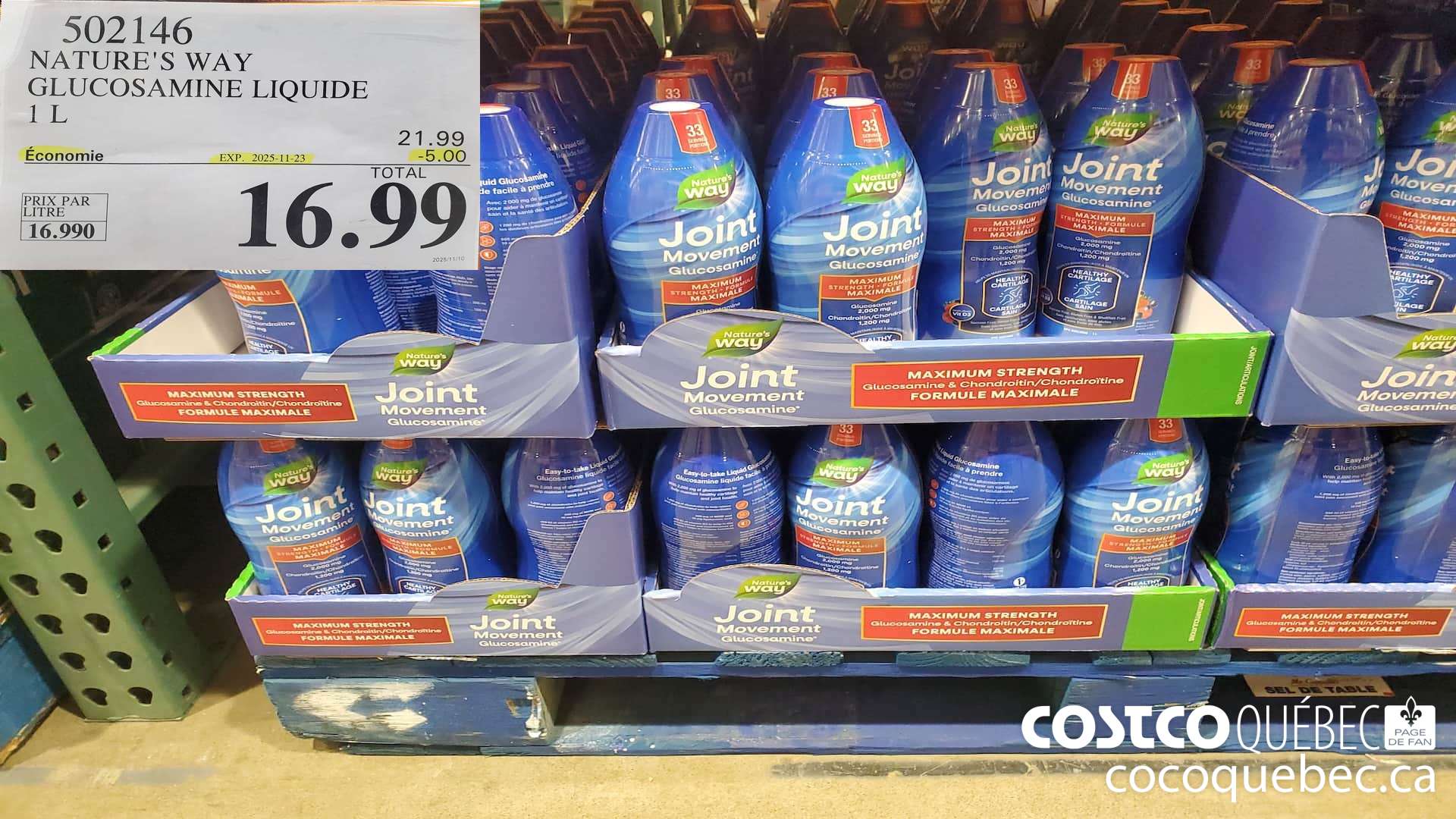 502146 NATURE'S WAY GLUCOSAMINE LIQUIDE 1L  ($5.00 INSTANT SAVINGS EXPIRES ON 2025-11-23) $16.99