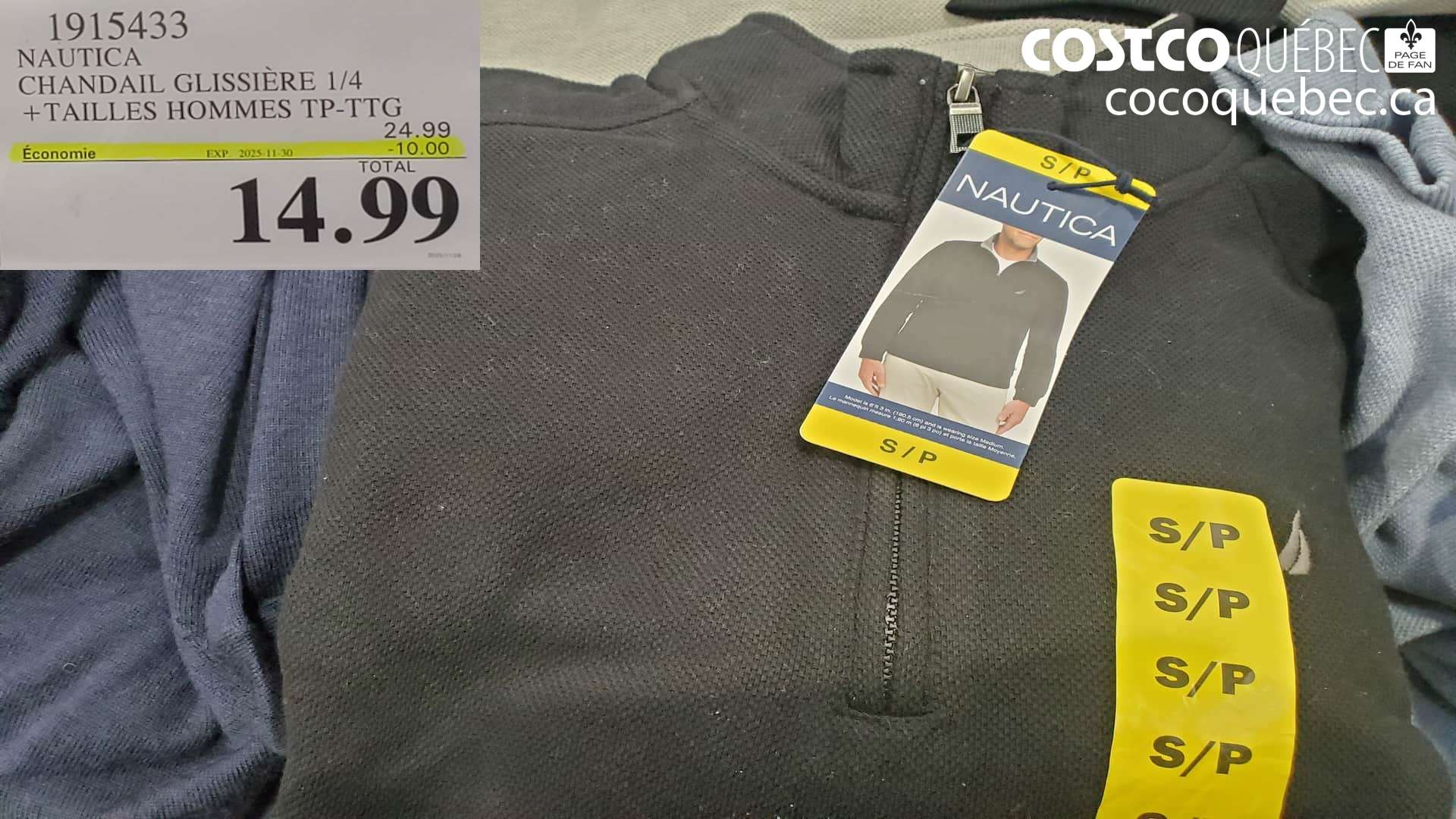 1915433 NAUTICA CHANDAIL GLISSIERE 1/4 +TAILLES HOMMES TP-TTG ($10.00 INSTANT SAVINGS EXPIRES ON 2025-11-30) $14.99