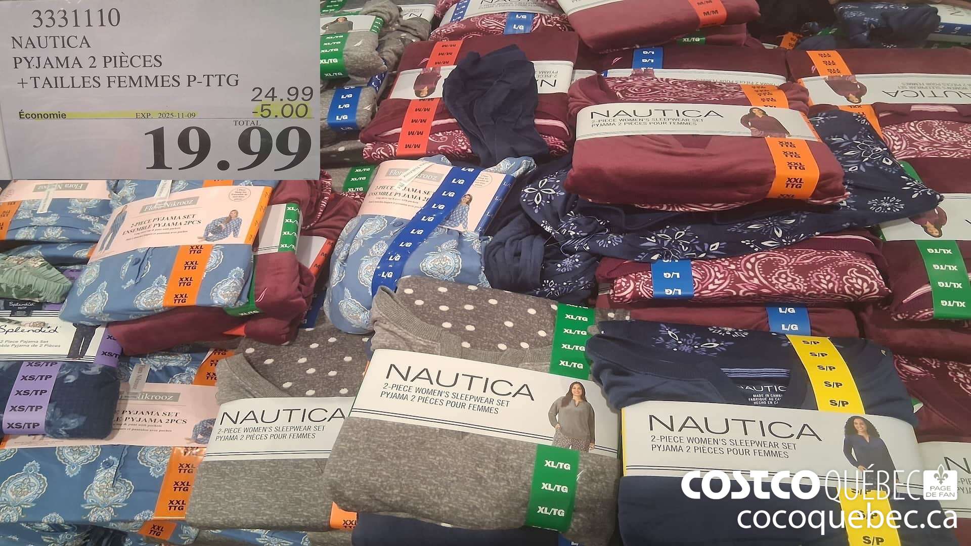 3331110 NAUTICA PYJAMA 2 PIECES TAILLES FEMMES P-TTG ($5.00 INSTANT SAVINGS EXPIRES ON 2025-11-09) $19.99