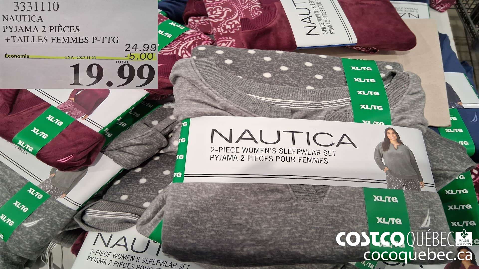 3331110 NAUTICA PYJAMA 2 PIECES TAILLES FEMMES P-TTG ($5.00 INSTANT SAVINGS EXPIRES ON 2025-11-23) $19.99