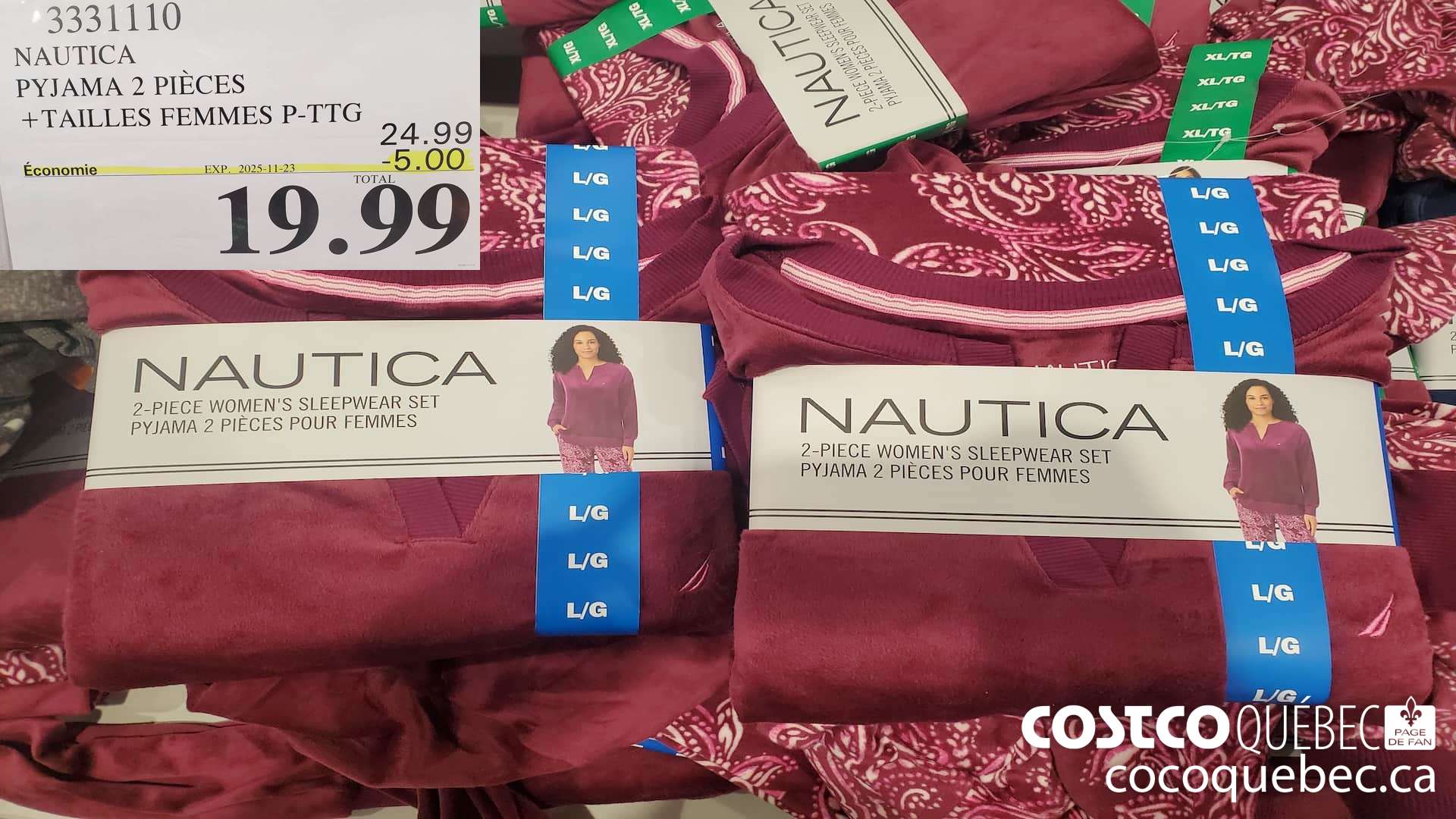 3331110 NAUTICA PYJAMA 2 PIECES TAILLES FEMMES P-TTG ($5.00 INSTANT SAVINGS EXPIRES ON 2025-11-23) $19.99