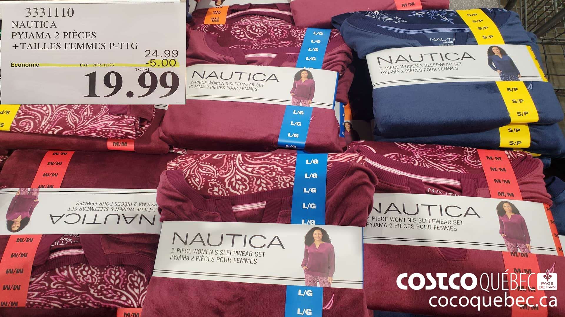 3331110 NAUTICA PYJAMA 2 PIECES TAILLES FEMMES P-TTG ($5.00 INSTANT SAVINGS EXPIRES ON 2025-11-23) $19.99