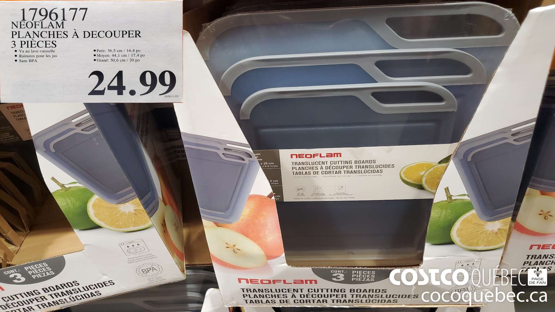 1796177 NEOFL PLANCHES A DECOUPER 3 PIECES $24.99