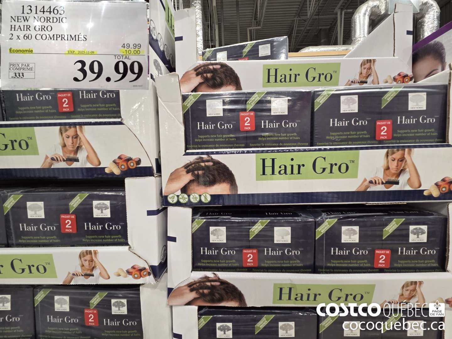 1314463 NEW NORDIC HAIR GRO 2 x 60 comprimeés  ($10.00 INSTANT SAVINGS EXPIRES ON 2025-11-09) $39.99