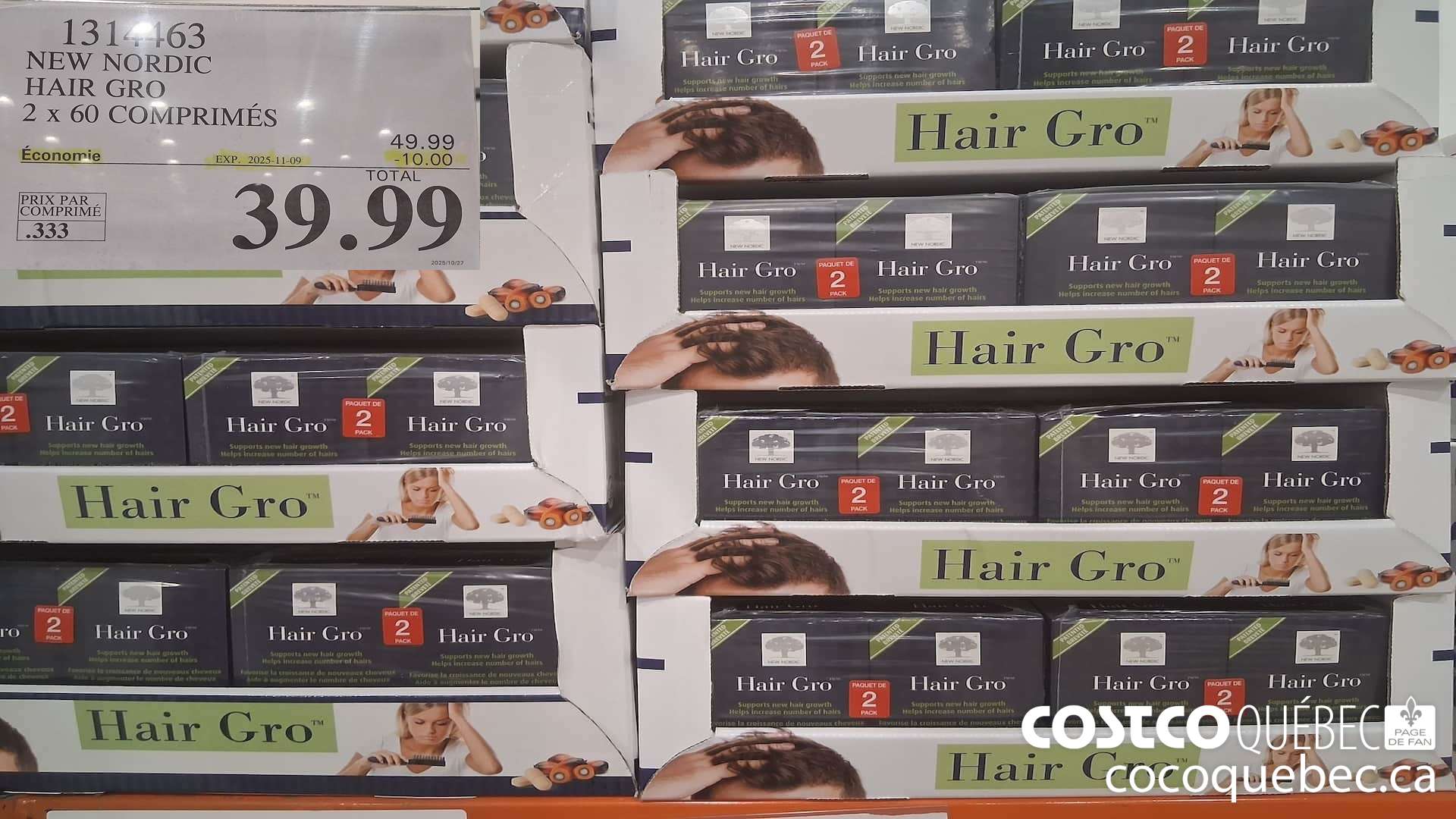 1314463 NEW NORDIC HAIR GRO 2 x 60 comprimeés  ($10.00 INSTANT SAVINGS EXPIRES ON 2025-11-09) $39.99