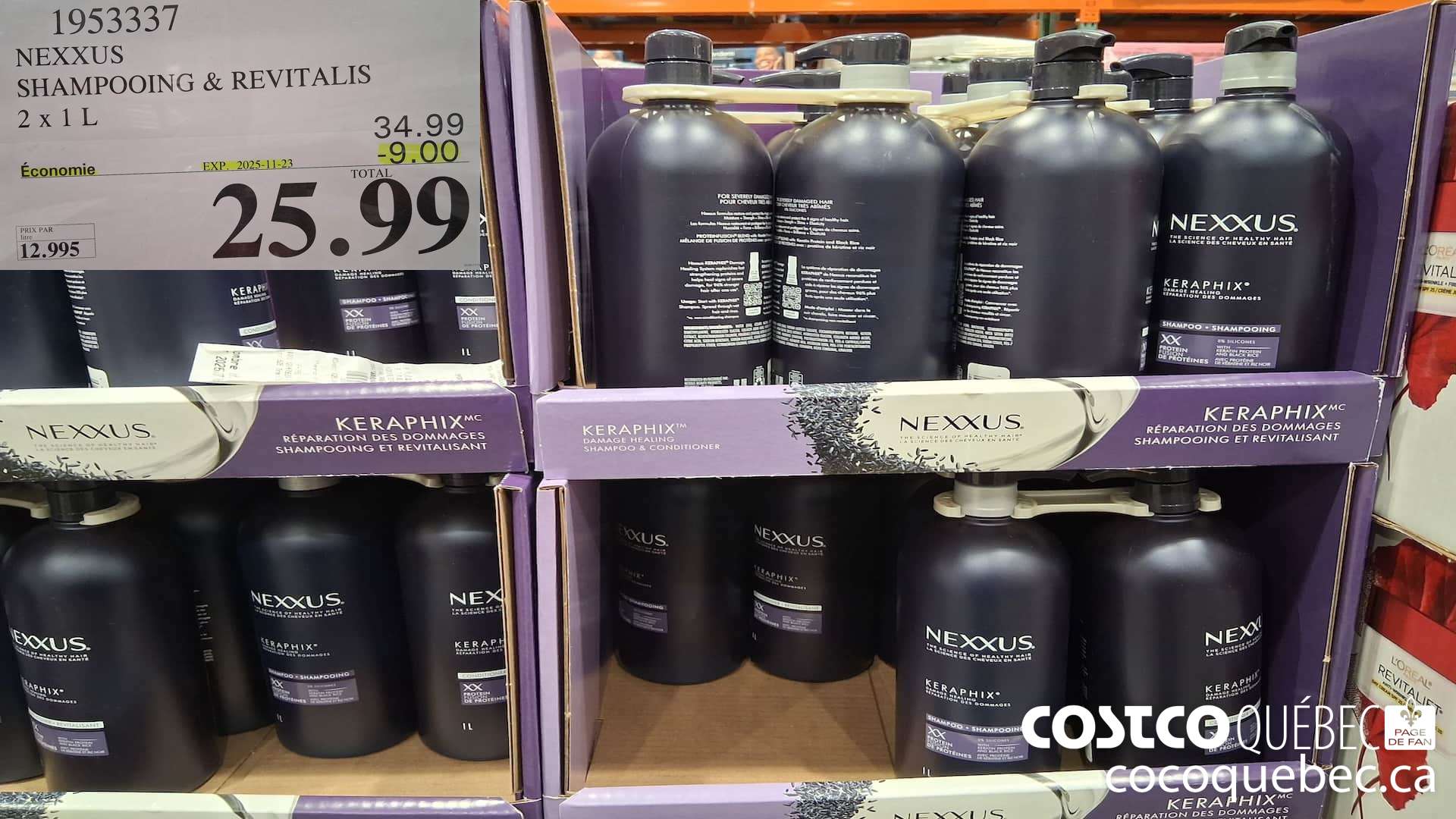 1953337 NEXXUS SHAMPOOING & REVITALIS 2 X 1L ($9.00 INSTANT SAVINGS EXPIRES ON 2025-11-23) $25.99