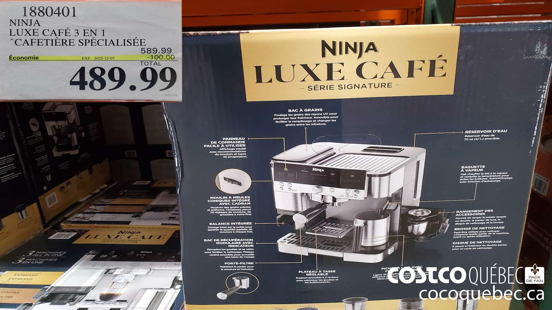 1880401 NINJAT LUXE CAFE 3 EN 1 CAFETIERE SPECIALISEE ($100.00 INSTANT SAVINGS EXPIRES ON 2025-12-07) $489.99