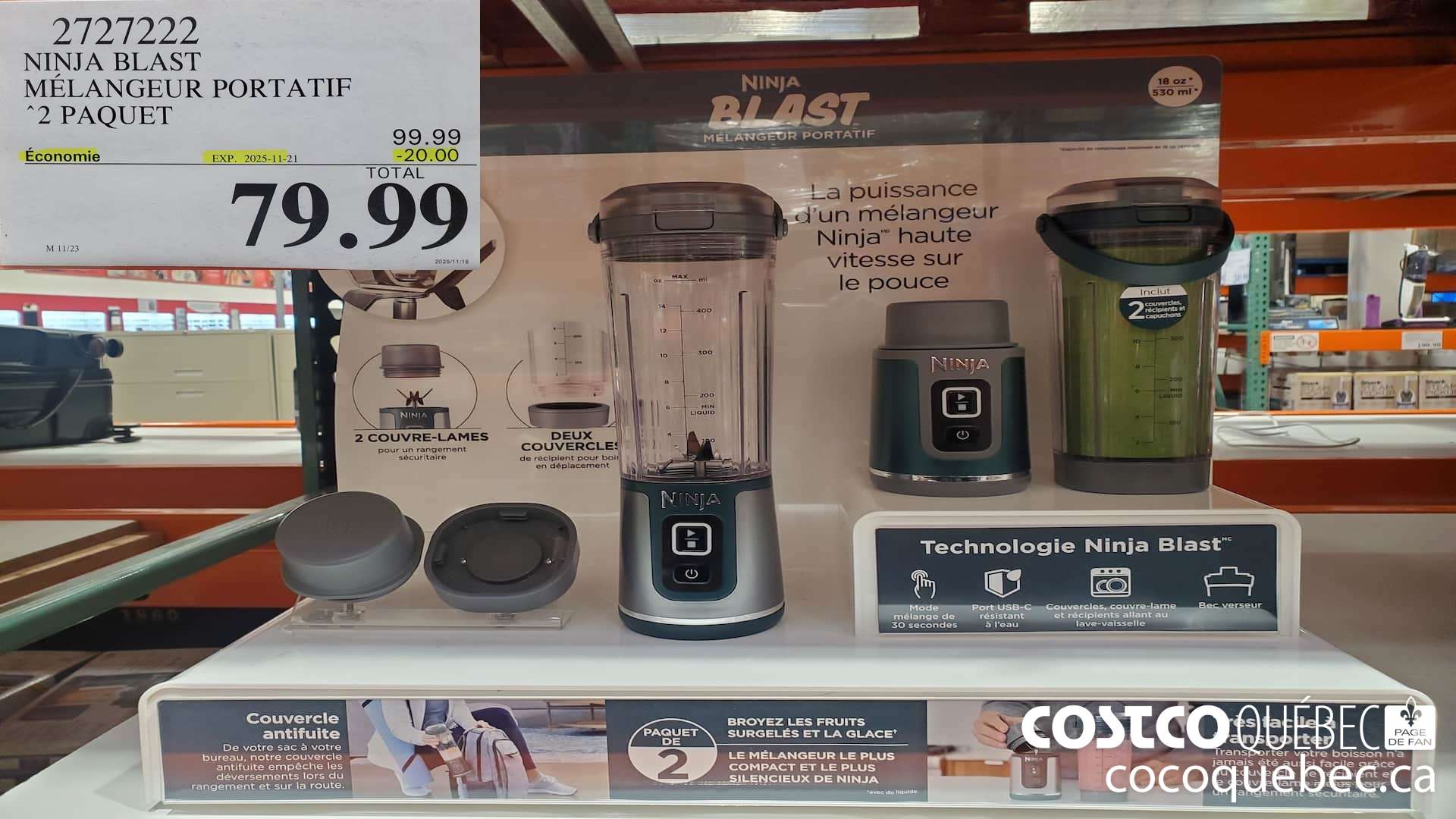 2727222 NINJA BLAST MELANGEUR PORTATIF 2 PAQUET  ($20.00 INSTANT SAVINGS EXPIRES ON 2025-11-21) $79.99