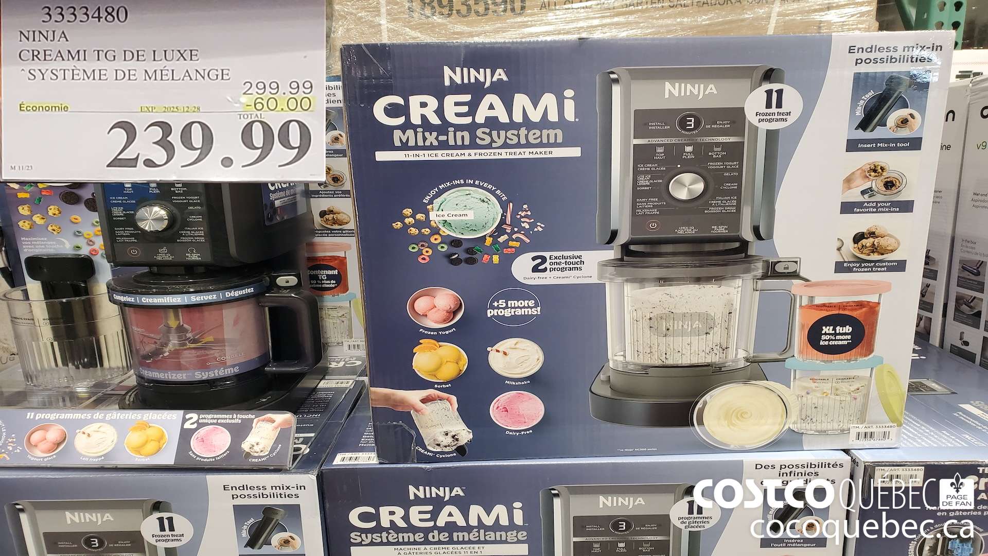 3333480 NINJA CREAMI “SYSTEME DE MELANGE  ($60.00 INSTANT SAVINGS EXPIRES ON 2025-12-28) $239.99