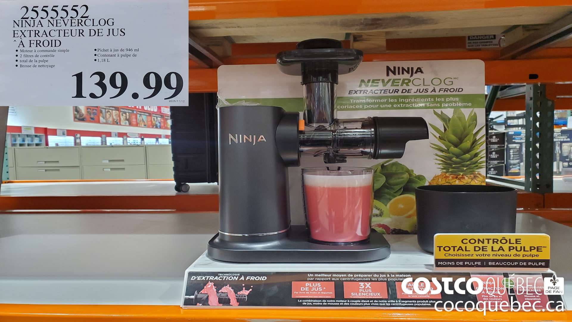 2555552 NINJA EXTRACTEUR DE JUS  $139.99