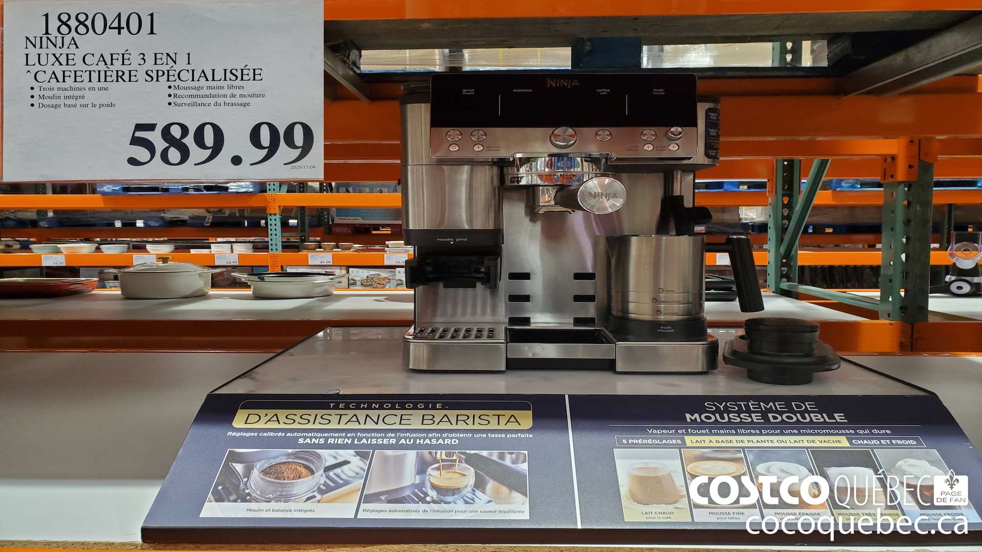 1880401 NINJA LUXE CAFE 3 EN 1 “CAFETIERE SPECIALISEE  $589.99