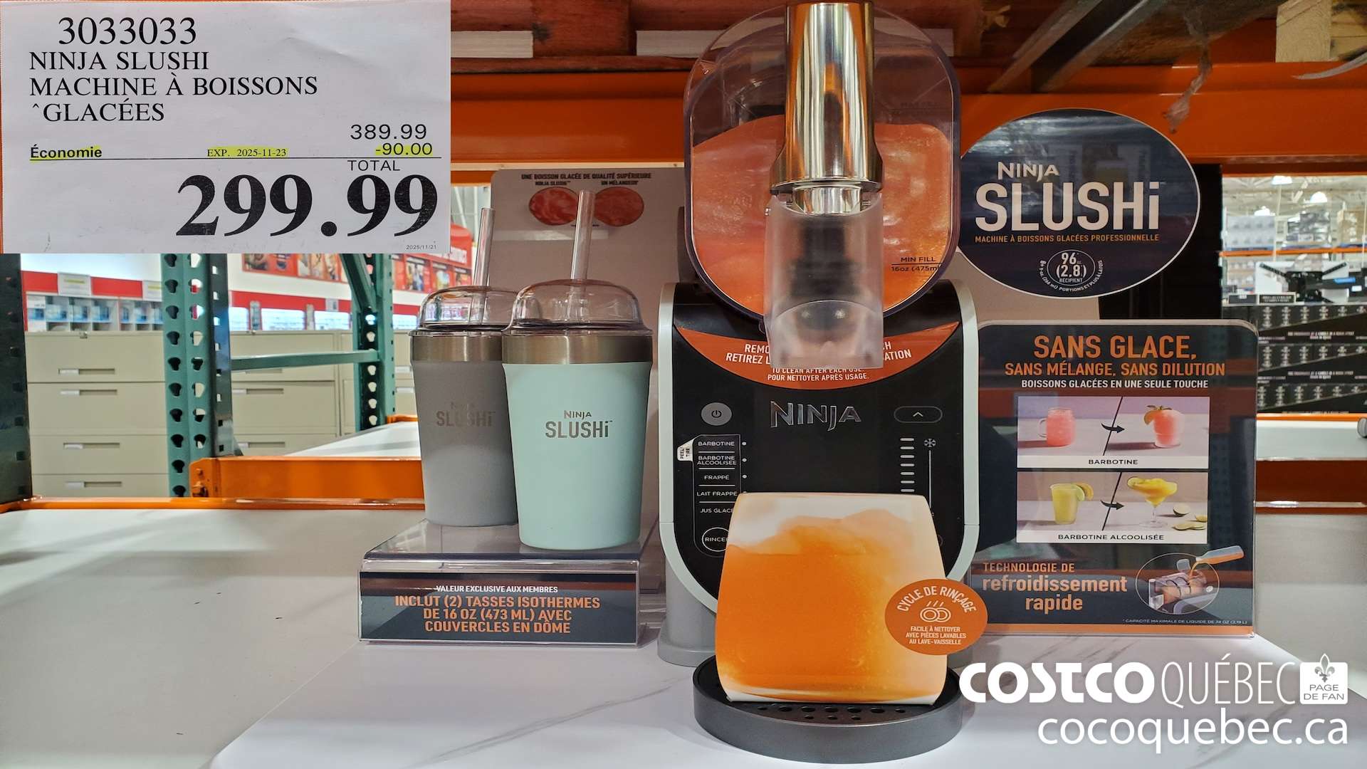 3033033 NINJA SLUSH MACHINE A BOISSONS *“GLACEES  ($90.00 INSTANT SAVINGS EXPIRES ON 2025-11-23) $299.99
