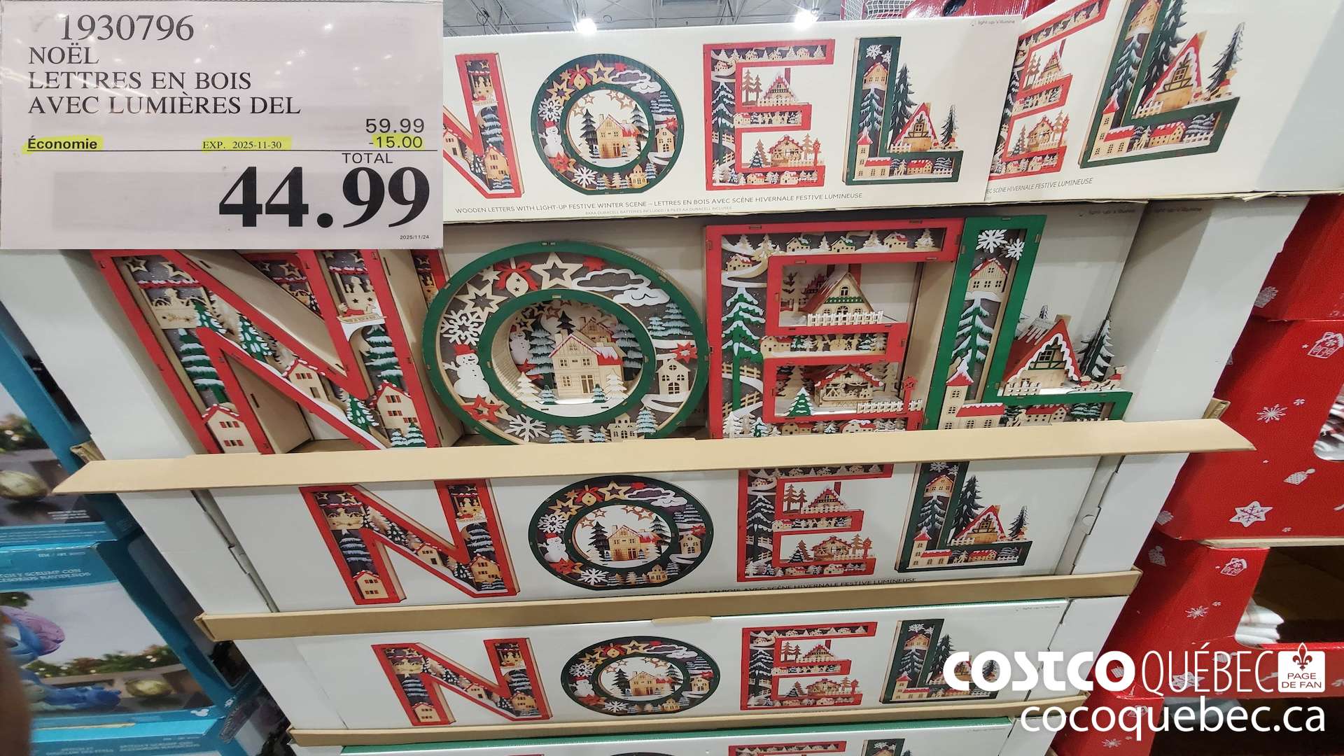 1930796 NOEL LETTRES EN BOIS AVEC LUMIERES DEL ($15.00 INSTANT SAVINGS EXPIRES ON 2025-11-30) $44.99