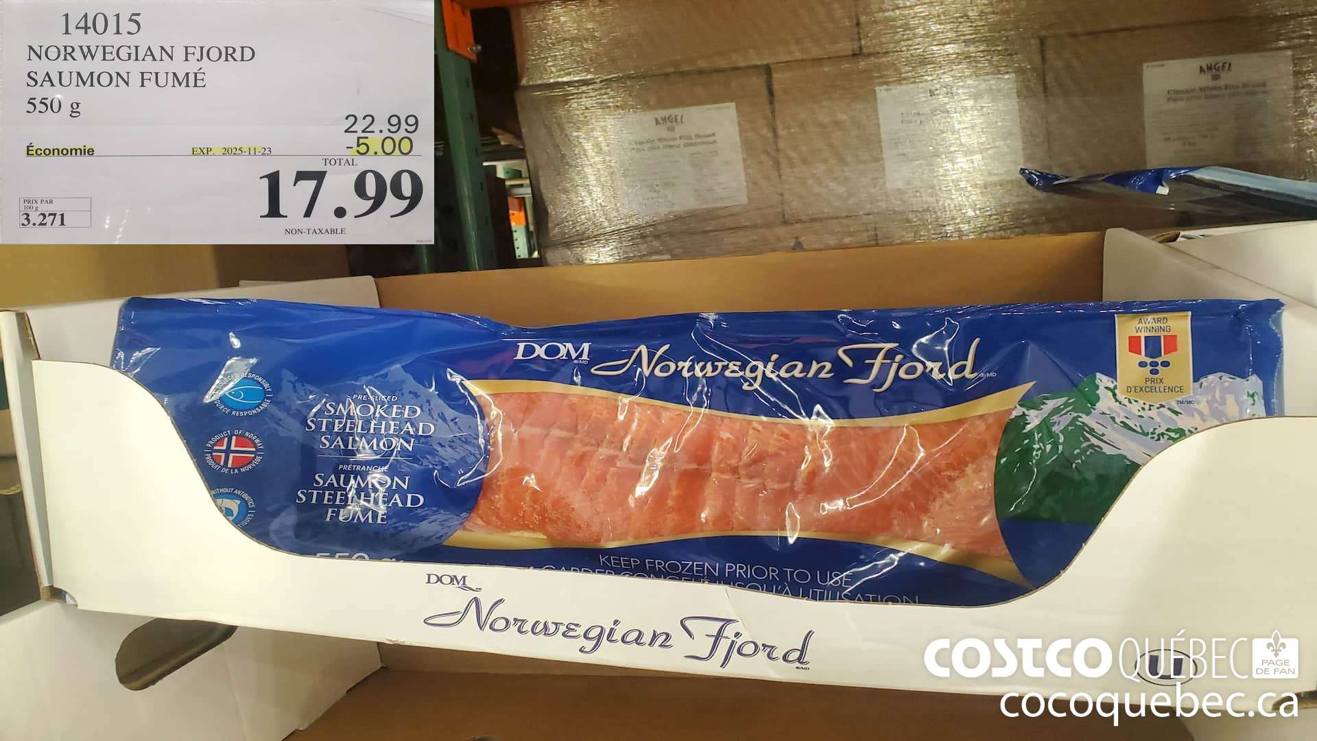 14015 NORWEGIAN FJORD SAUMON FUME 550 g ($5.00 INSTANT SAVINGS EXPIRES ON 2025-11-23) $17.99