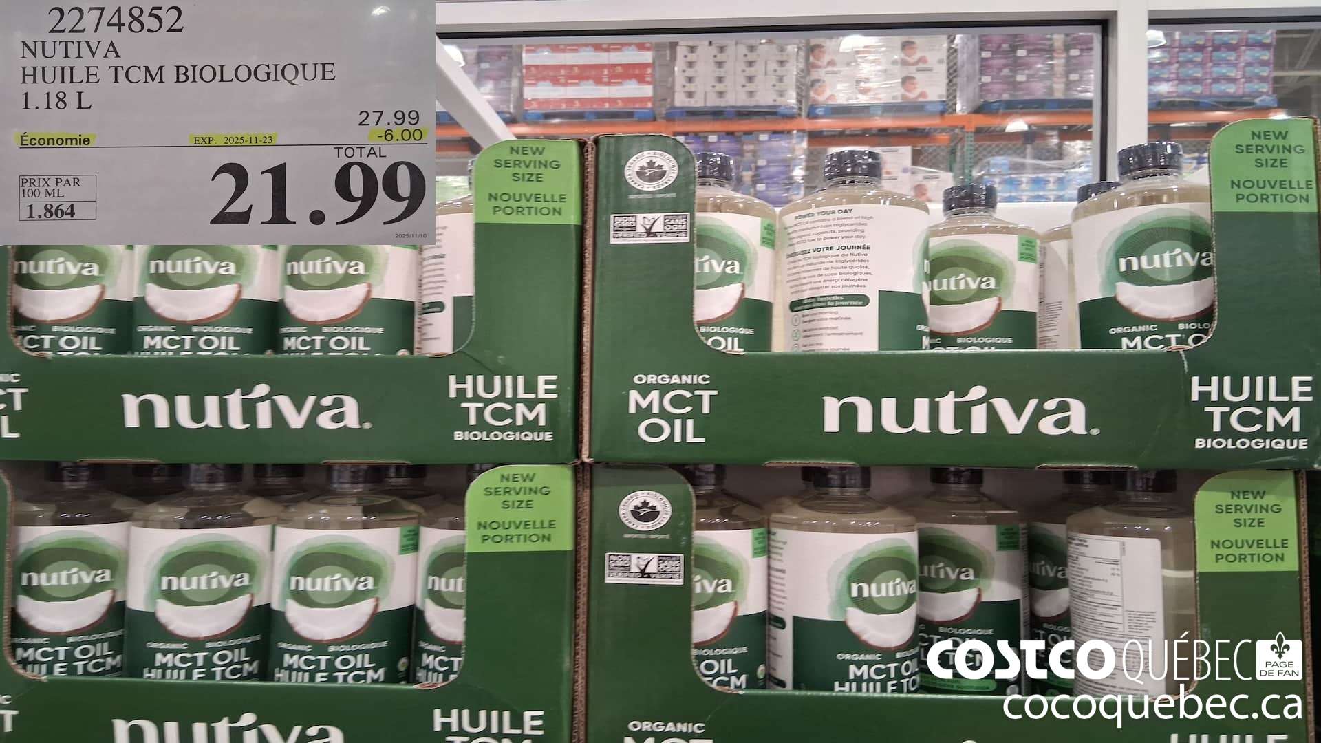 2274852 NUTIVA HUILE TCM BIOLOGIQUE 1.18L  ($6.00 INSTANT SAVINGS EXPIRES ON 2025-11-23) $21.99