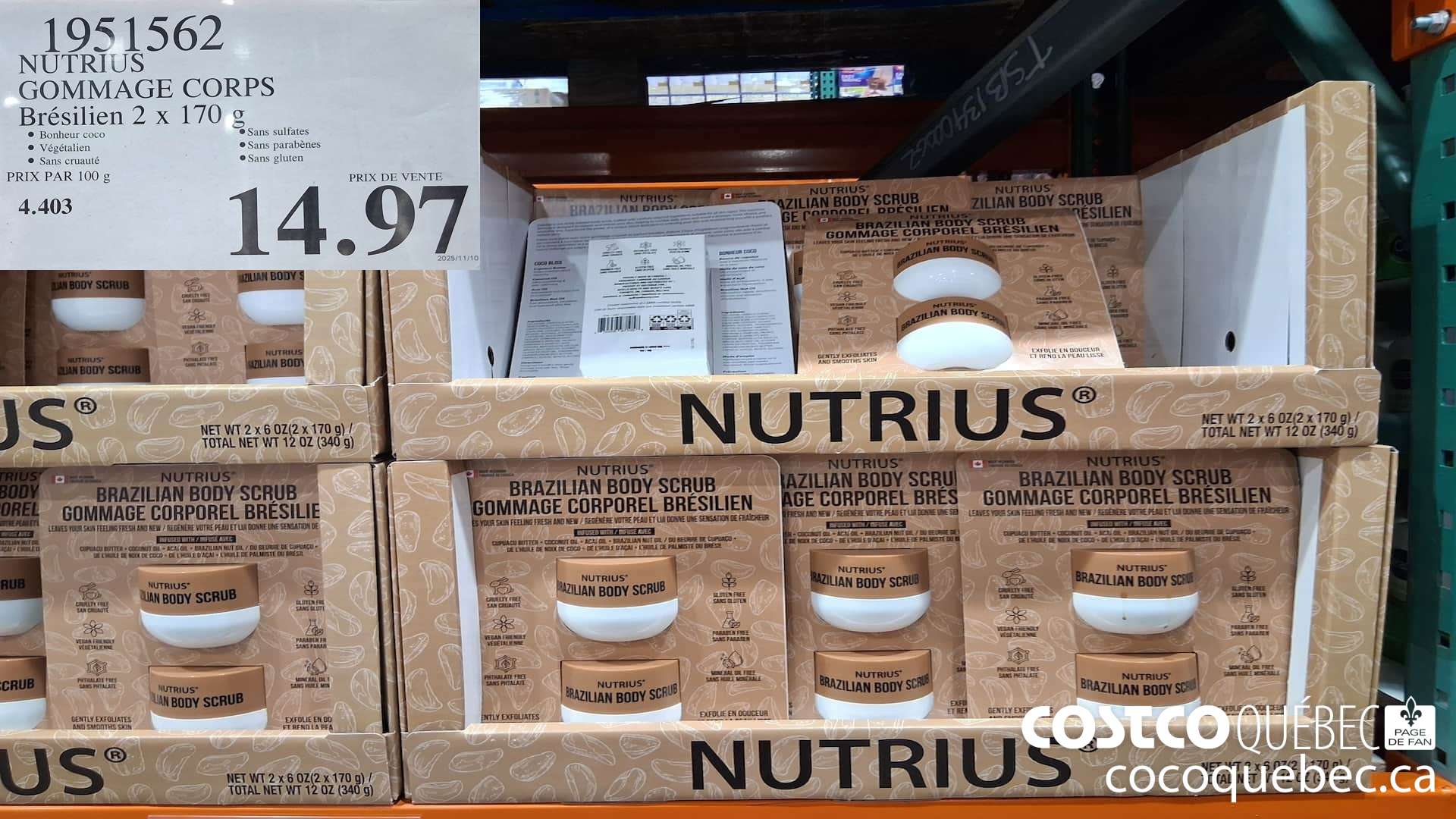 1951562 NUTRIUS GOMMAGE CORPS BRESILIEN 2 X 170G $14.97