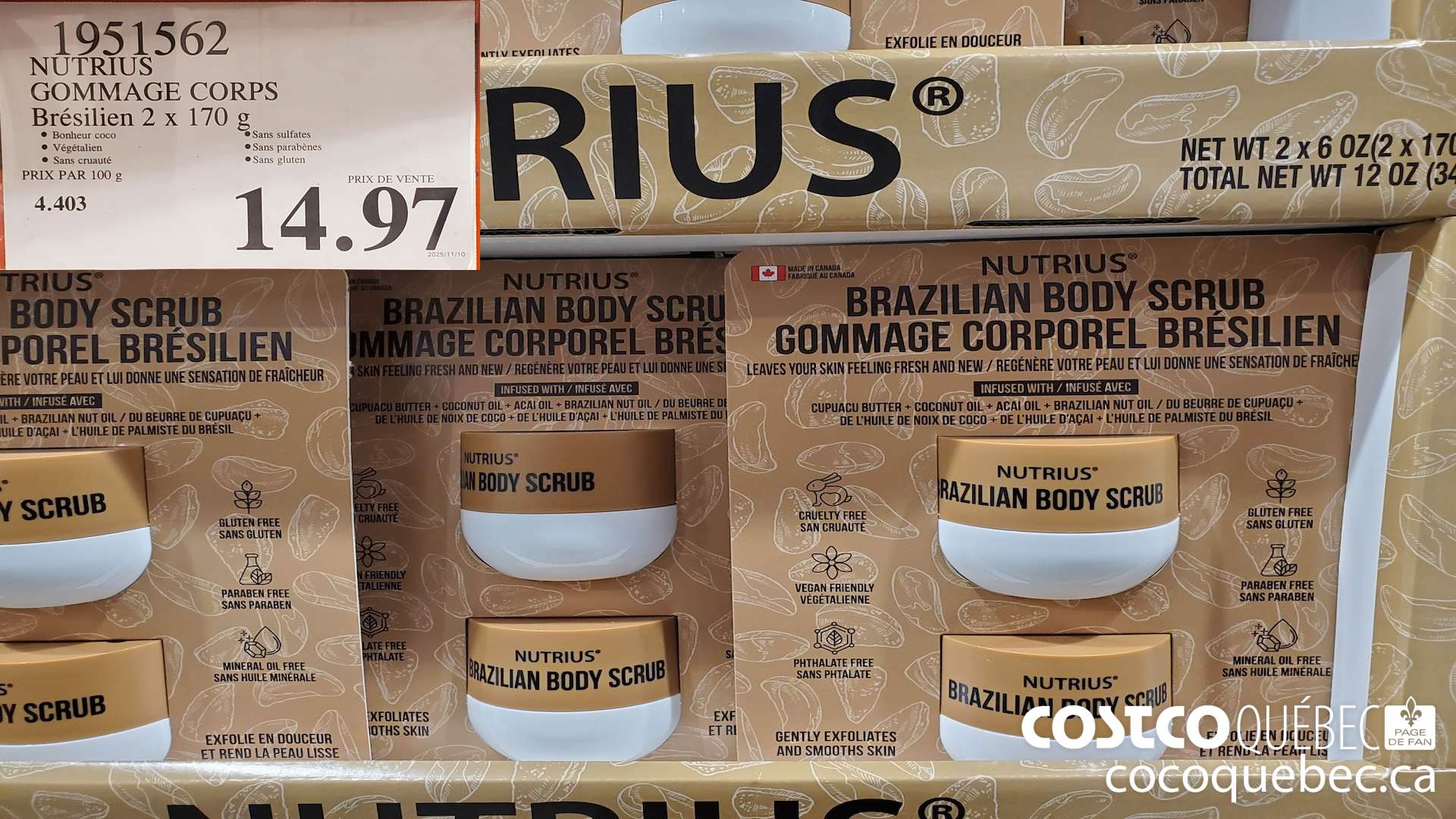 1951562 NUTRIUS GOMMAGE CORPS BRESILIEN 2 X 170G $14.97