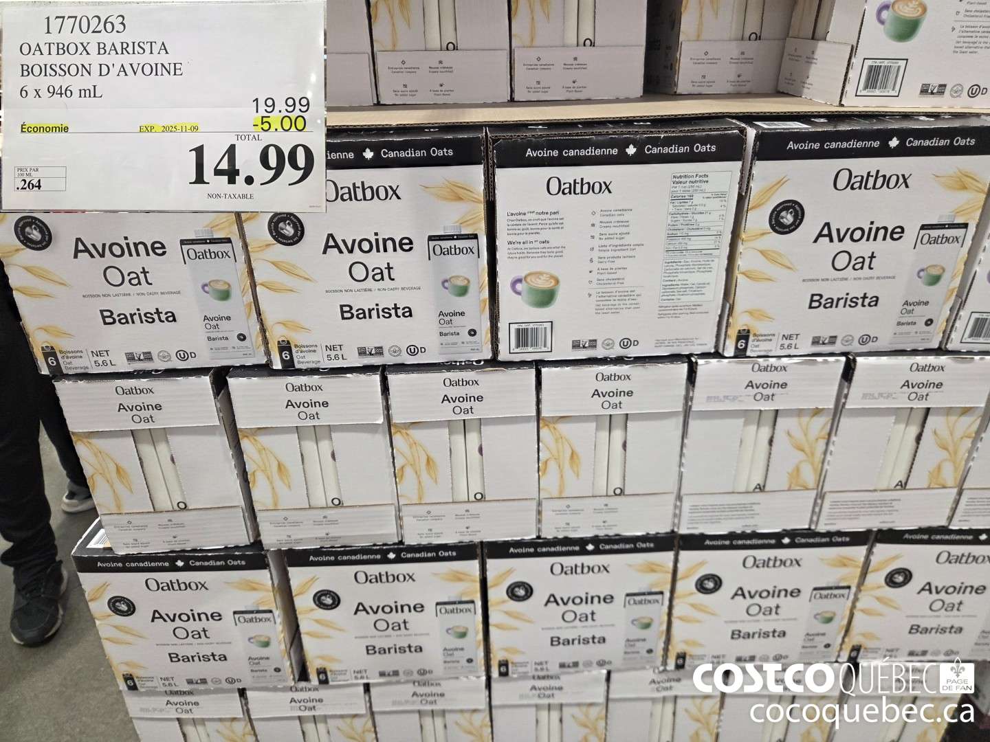 1770263 OATBOX BARISTA BOISSON D'AVOINE 6 X 946 ML ($5.00 INSTANT SAVINGS EXPIRES ON 2025-11-09) $14.99