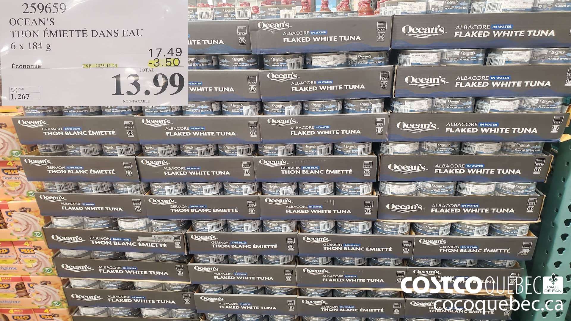 259659 OCEAN'S THON EMIETTE DANS EAU 6 x 184 g  ($3.50 INSTANT SAVINGS EXPIRES ON 2025-11-23) $13.99