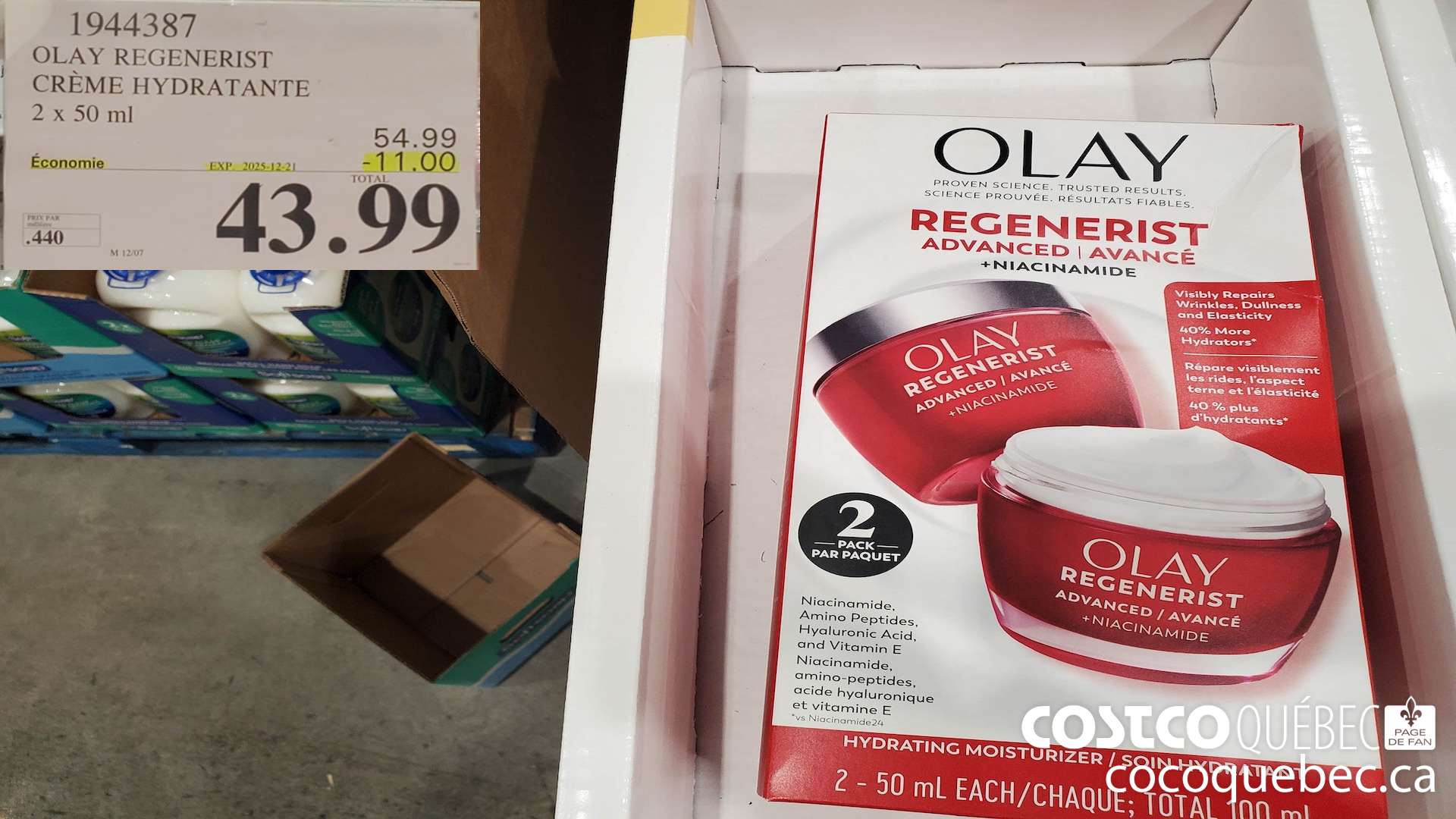 1944387 OLAY REGENERIST CREME HYDRATANTE 2 x 50 ml ($11.00 INSTANT SAVINGS EXPIRES ON 2025-12-21) $43.99