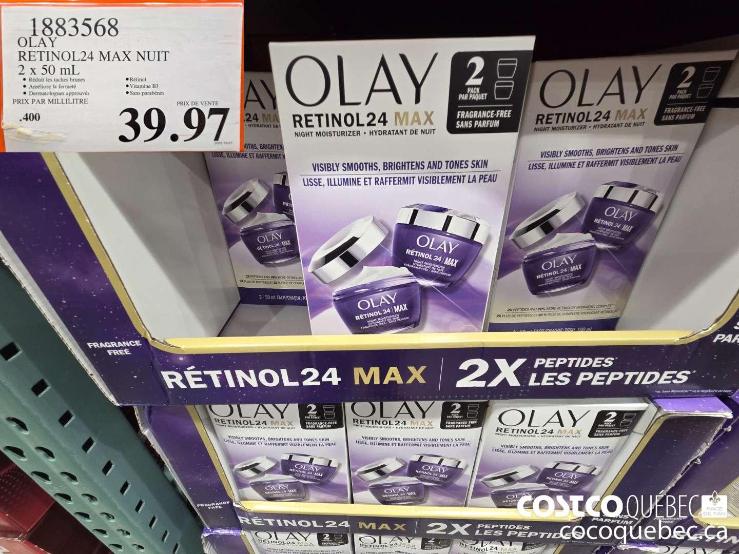 1883568 OLAY RETINOL24 MAX NUIT 2 X 50ML $39.97