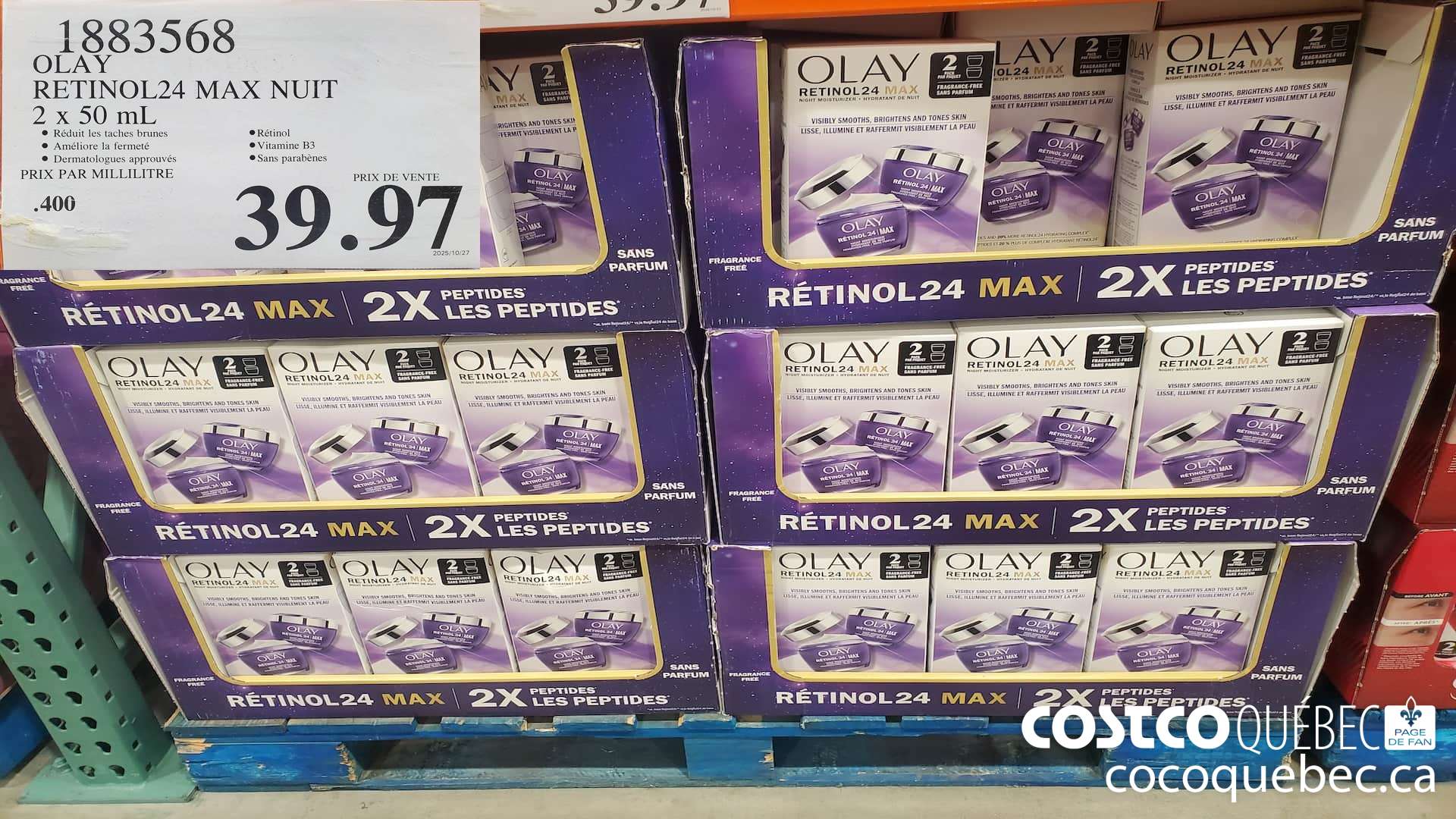 1883568 OLAY RETINOL24 MAX NUIT 2 X 50ML $39.97