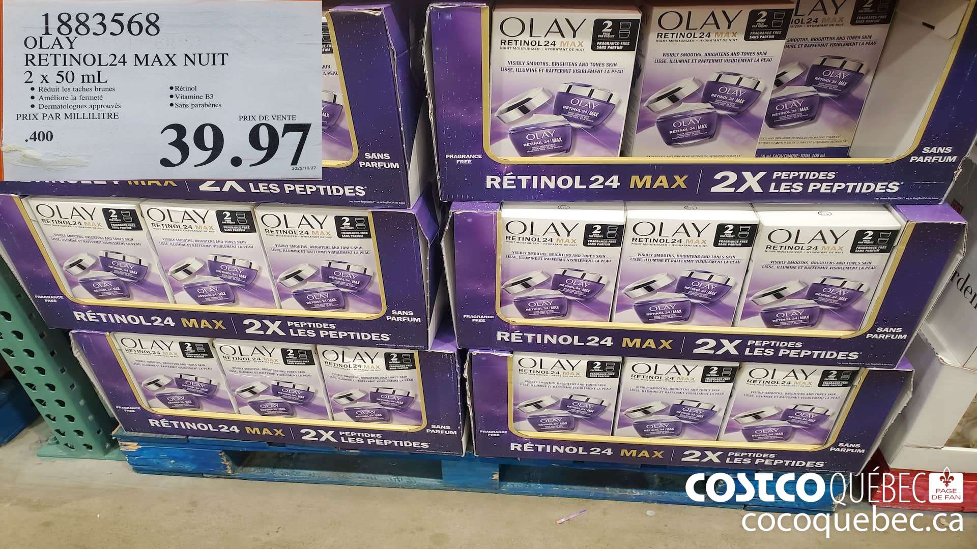 1883568 OLAY RETINOL24 MAX NUIT 2 X 50ML $39.97