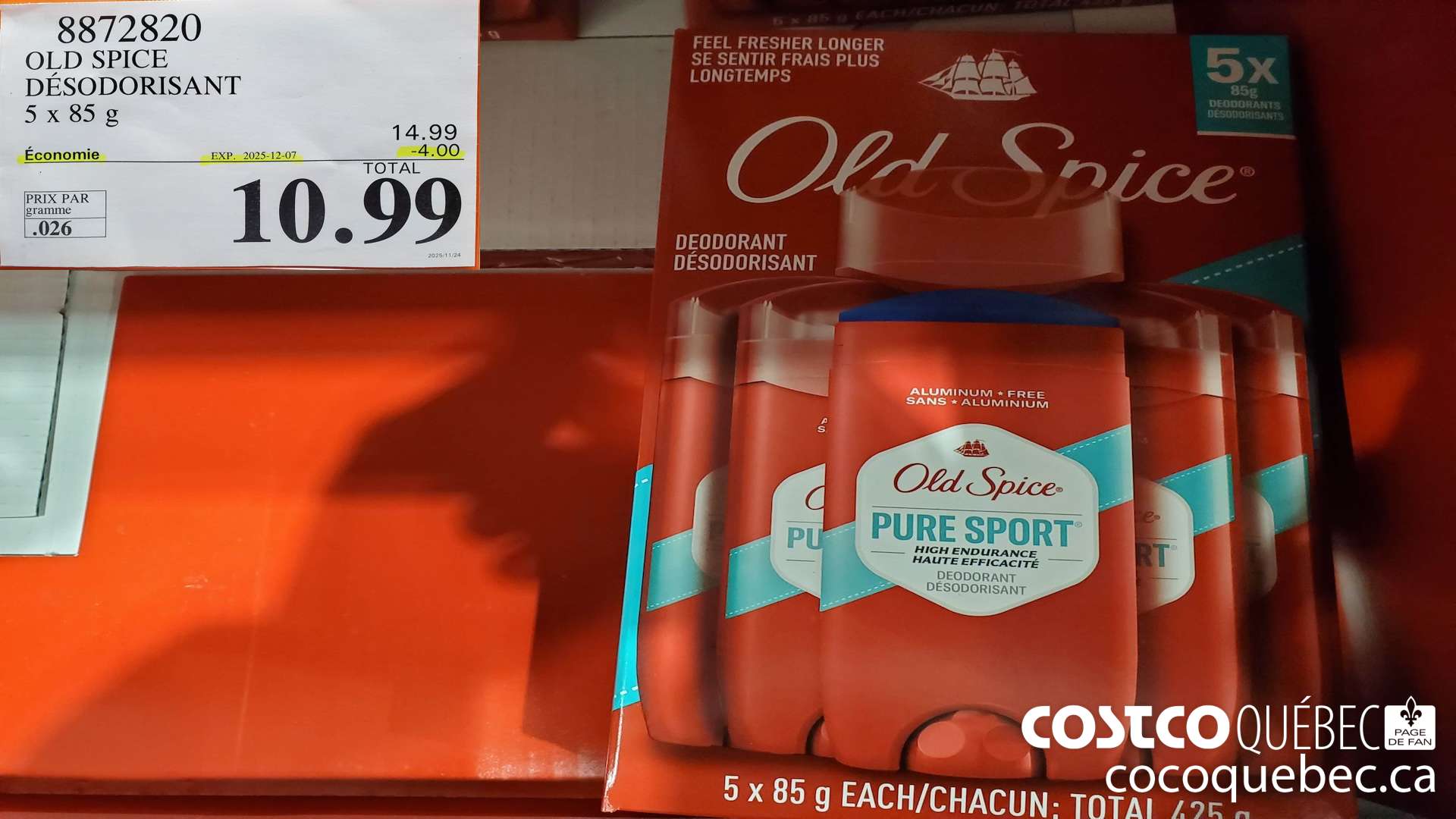 8872820 OLD SPICE DESODORISANT  ($4.00 INSTANT SAVINGS EXPIRES ON 2025-12-07) $10.99