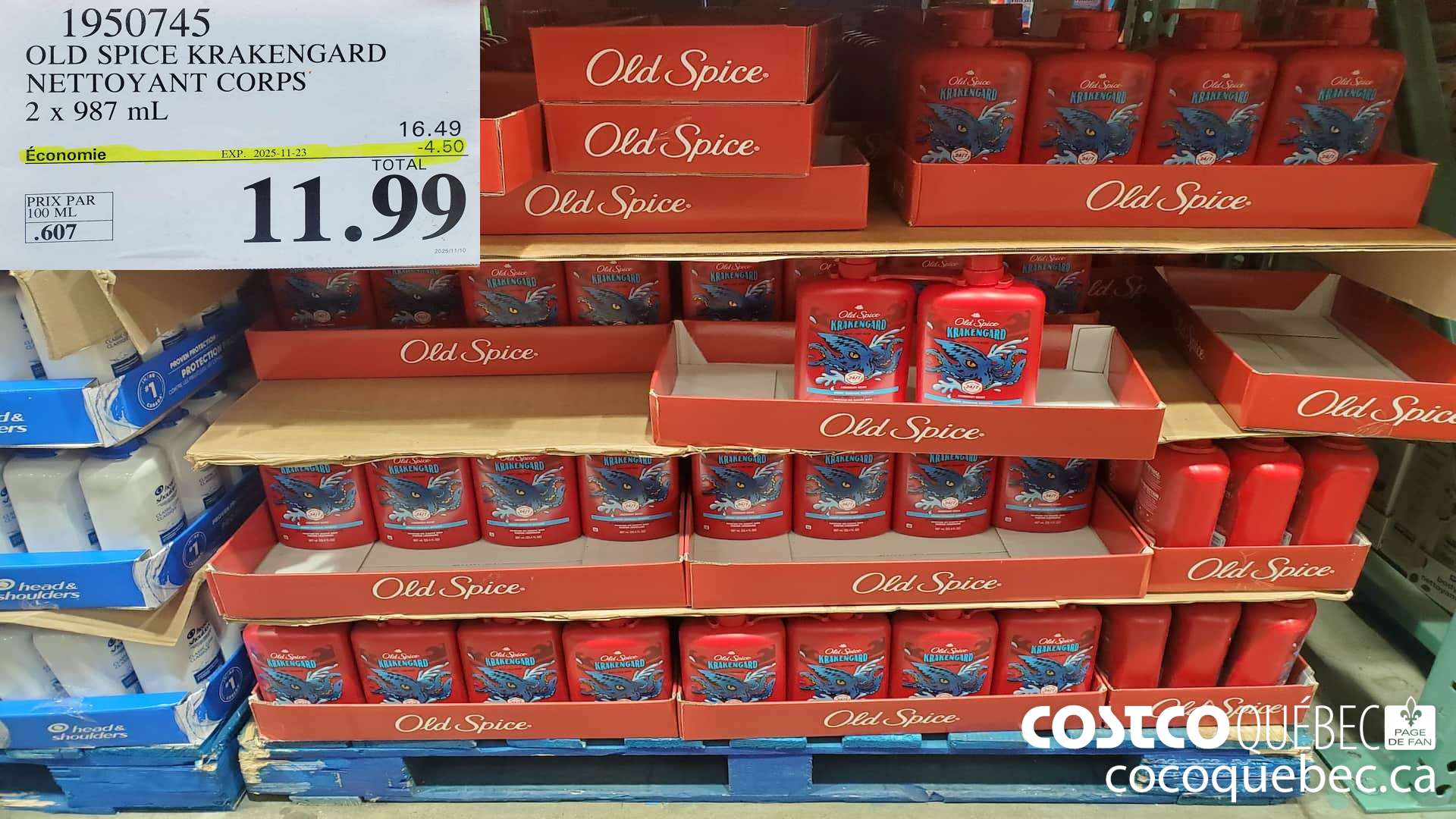 1950745 OLD SPICE KRAKENGARD NETTOYANT CORPS 2 X 987ML ($4.50 INSTANT SAVINGS EXPIRES ON 2025-11-23) $11.99