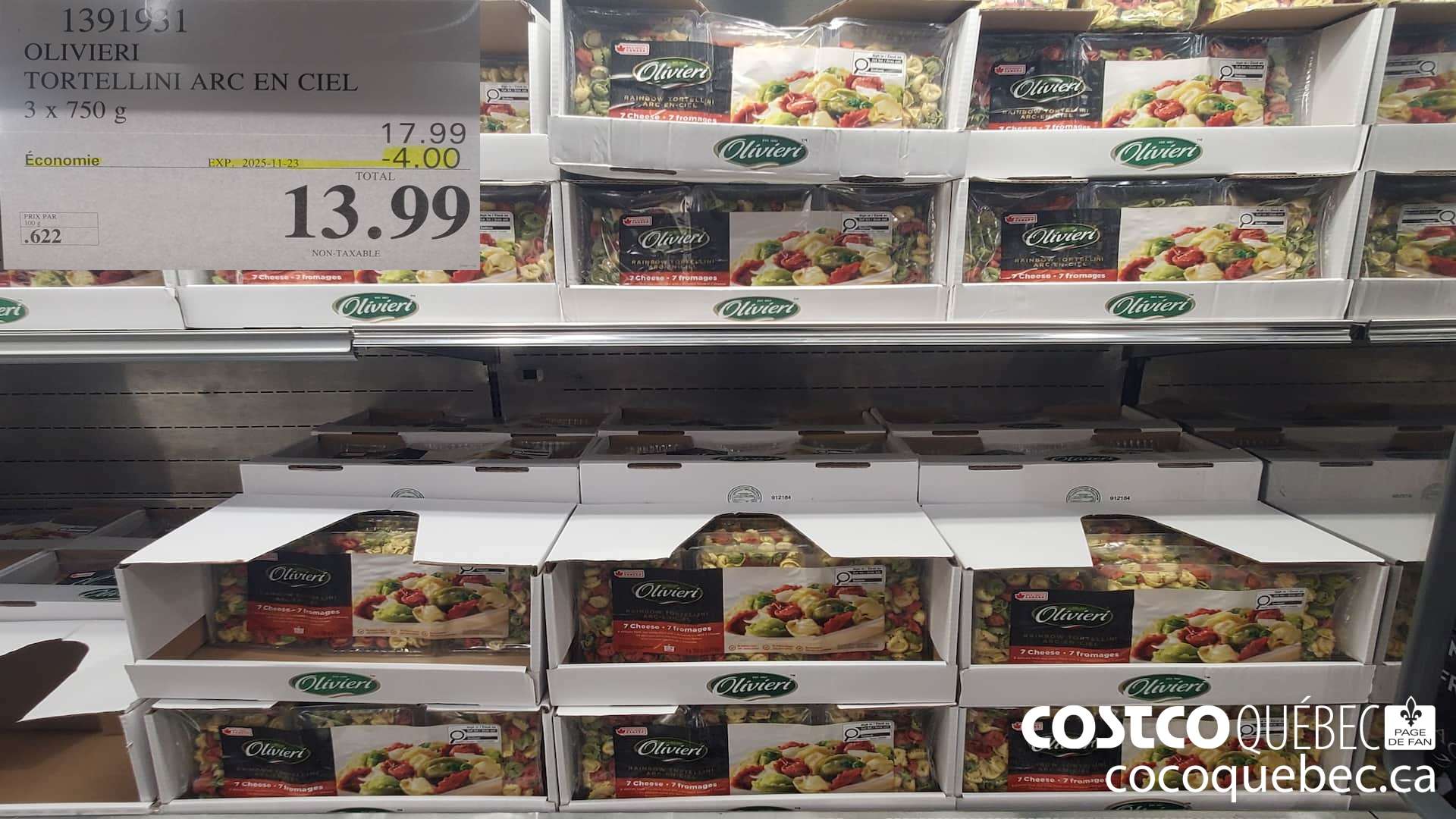 1391931 OLIVIERI TORTELLINI ARC EN CIEL 3 x 750g  ($4.00 INSTANT SAVINGS EXPIRES ON 2025-11-23) $13.99