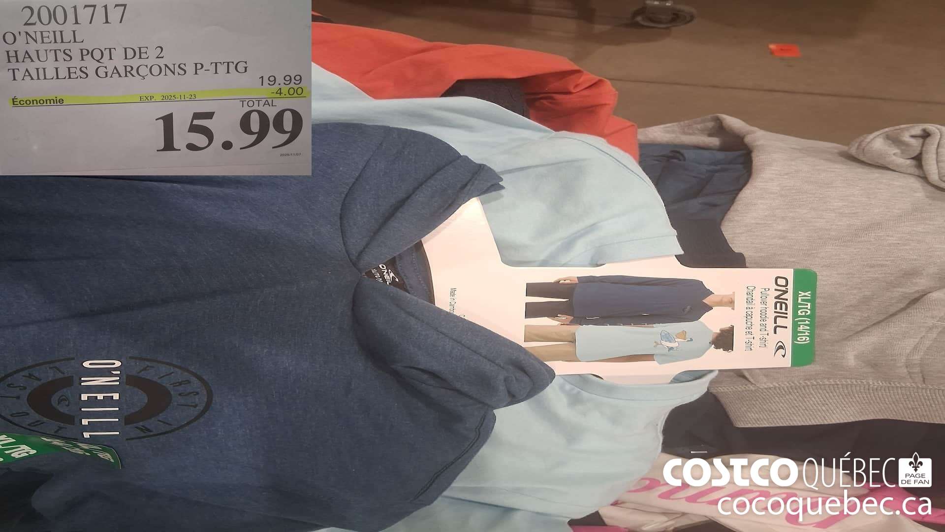 2001717 O'NEILL HAUTS POT DE 2 TAILLES GARCONS P-TTG  ($4.00 INSTANT SAVINGS EXPIRES ON 2025-11-23) $15.99