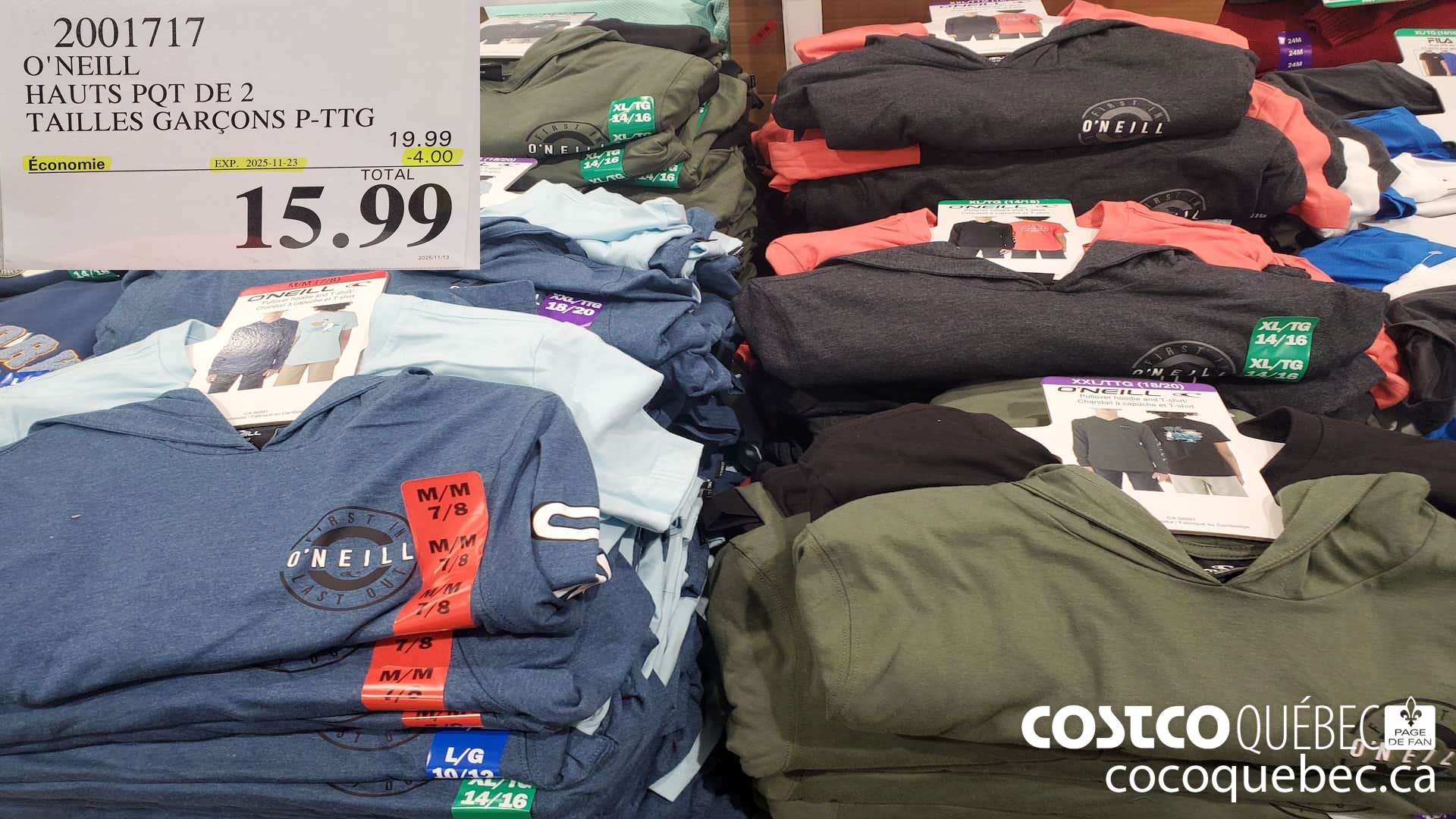 2001717 O'NEILL HAUTS POT DE 2 TAILLES GARCONS P-TTG  ($4.00 INSTANT SAVINGS EXPIRES ON 2025-11-23) $15.99